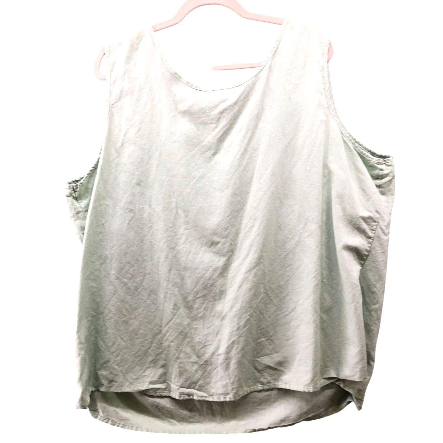 Vintage Covington Linen Blend Tank Top Womens 26W Green Sleeveless Blouse Lime Size 4XL / US 24-26 - 2 Thumbnail