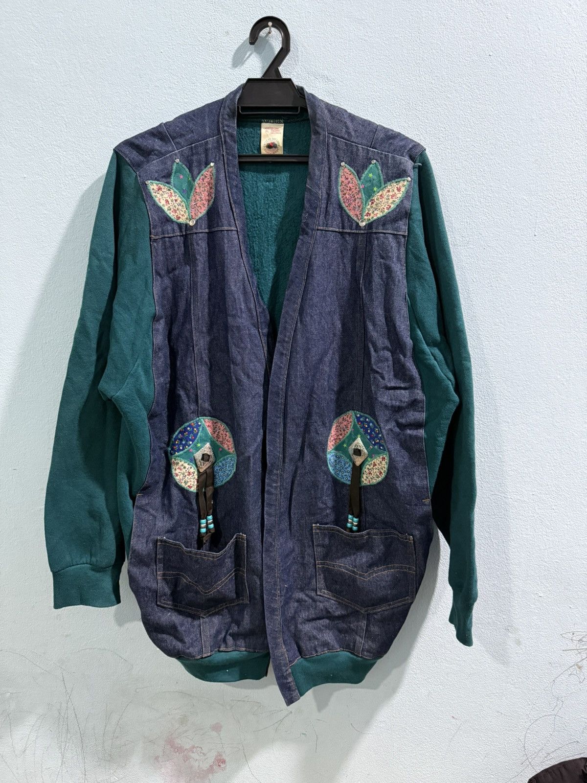Fruit Of The Loom Casualwear Ladies Jacket Applique Patchwork Denim Size XL / US 12-14 / IT 48-50 - 1 Thumbnail
