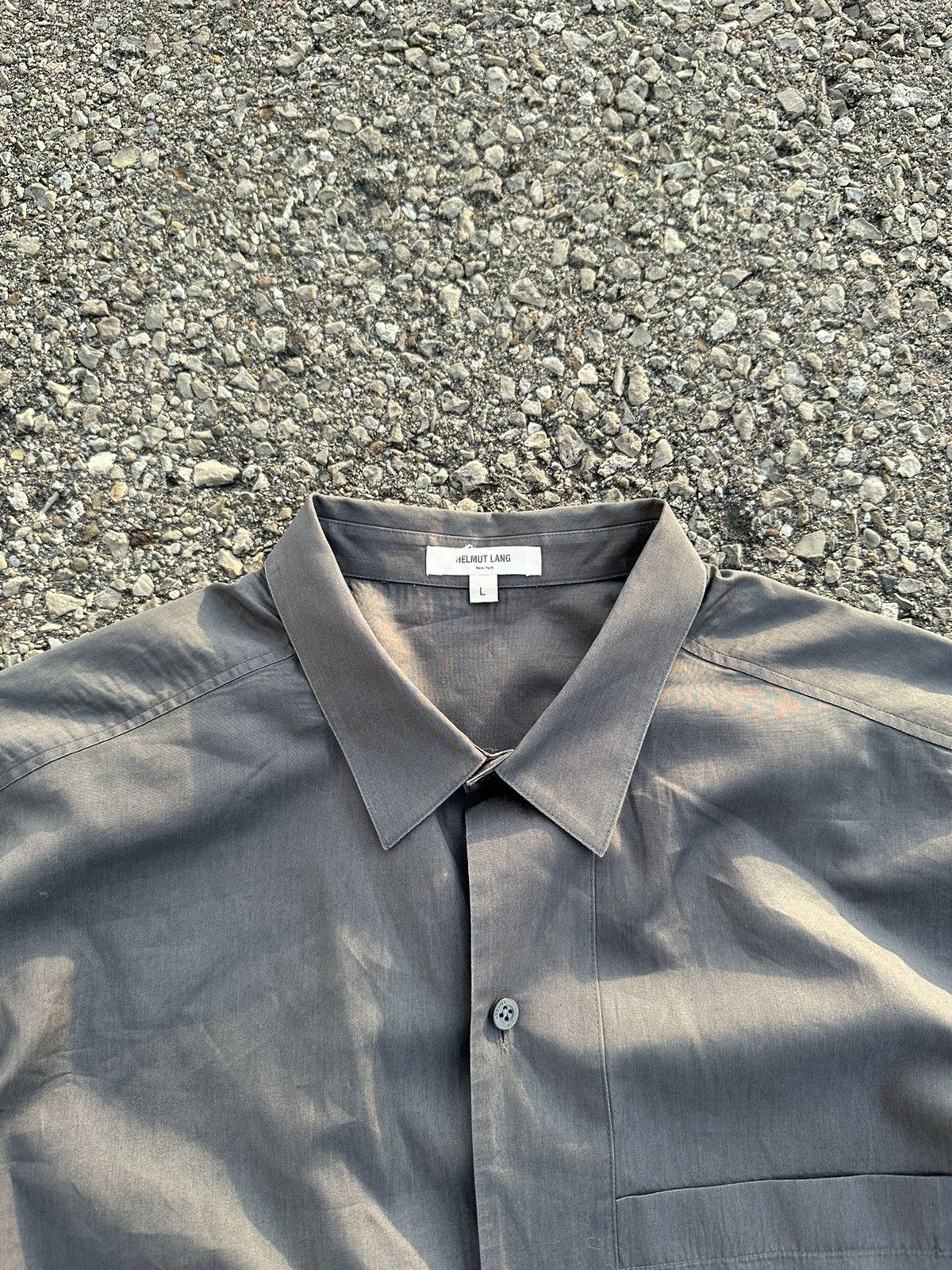 Helmut Lang Helmut Lang Short Sleeved Button Up Shirt Grey Size US L / EU 52-54 / 3 - 4 Thumbnail