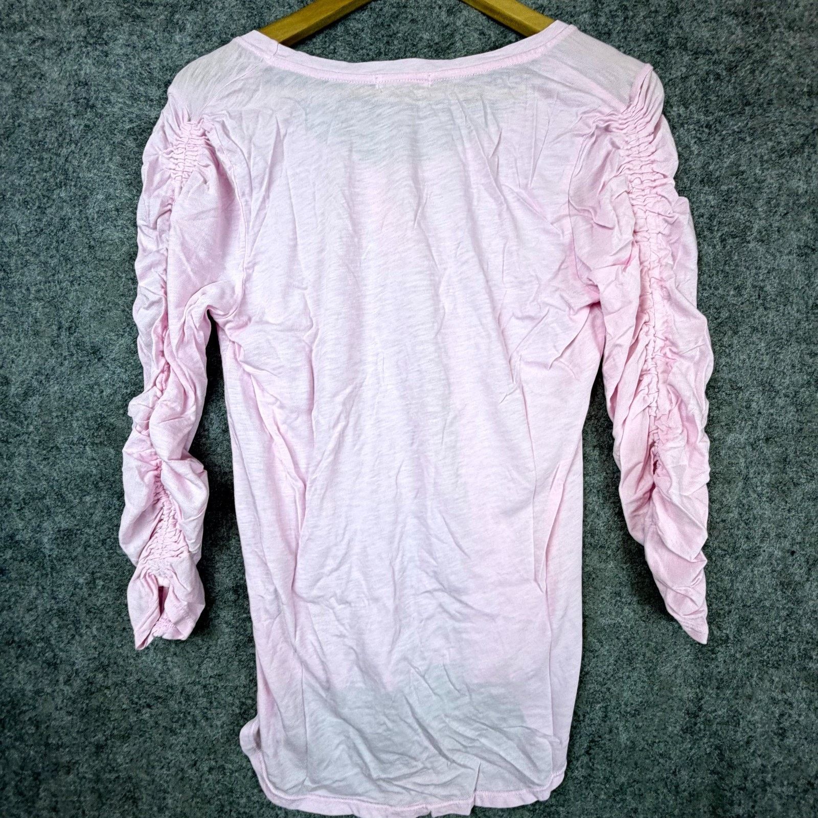 Sundry Sundry Blouse 3 Pink Ruched Sleeve High Low Burnout Girly Size S / US 4 / IT 40 - 2 Thumbnail