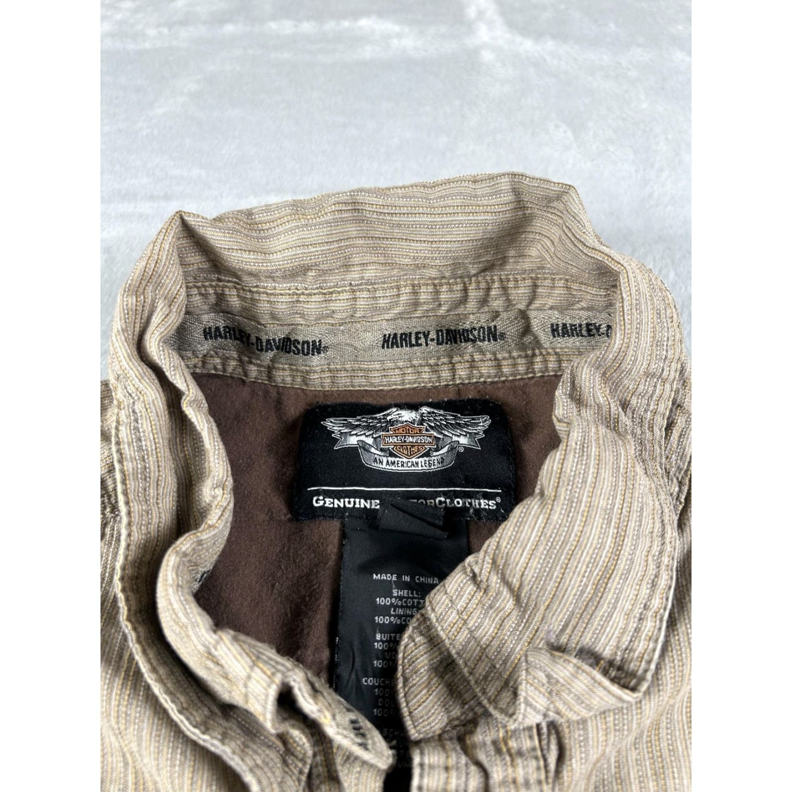 Harley Davidson Harley Davidson Shirt Mens 2XL Brown Striped Lined Button Up Genuine Motorcycles Size US XXL / EU 58 / 5 - 5 Thumbnail