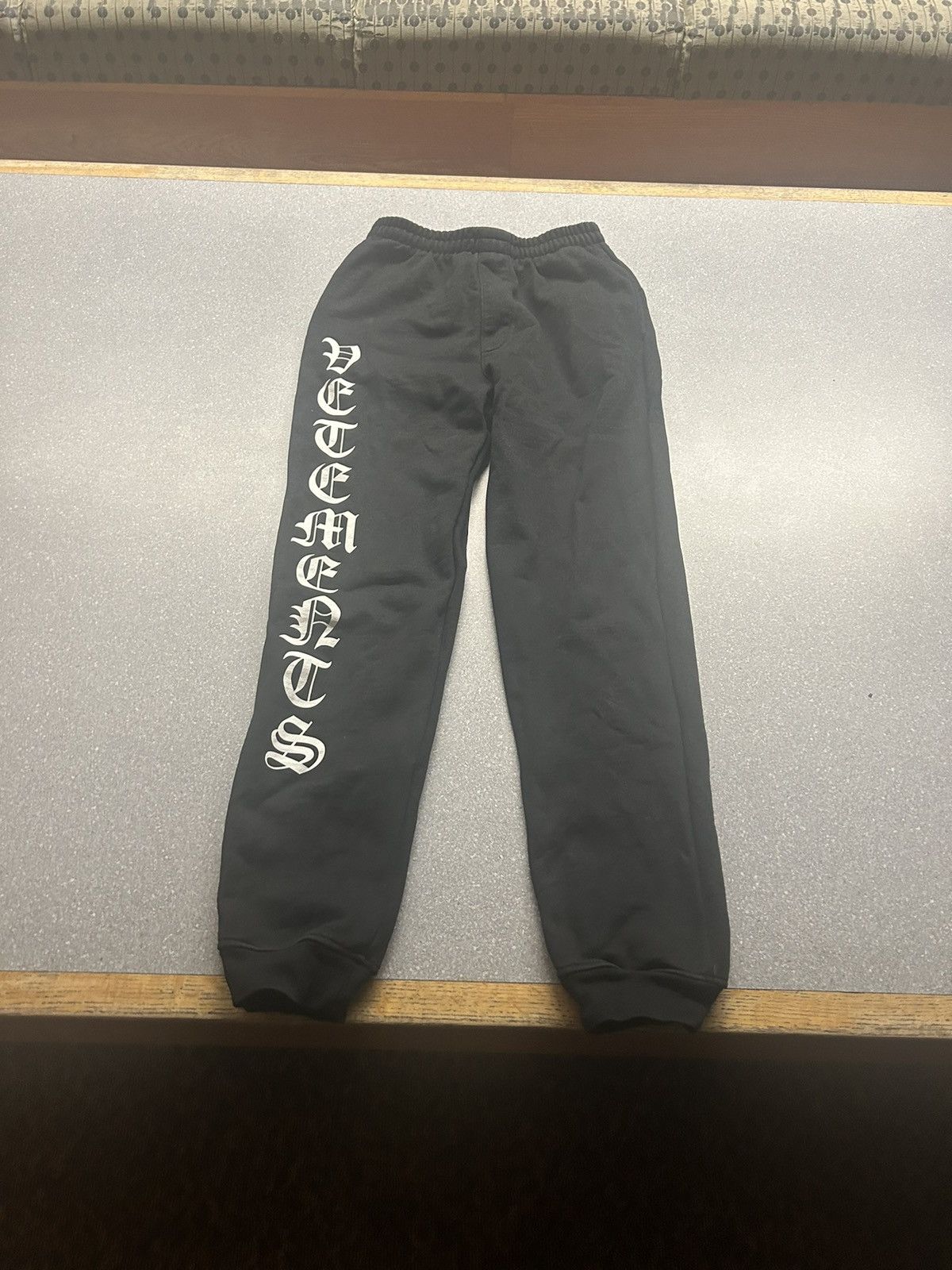 image of Vetements Gothic Big Logo Sweatpants in Black, Men's (Size 30)