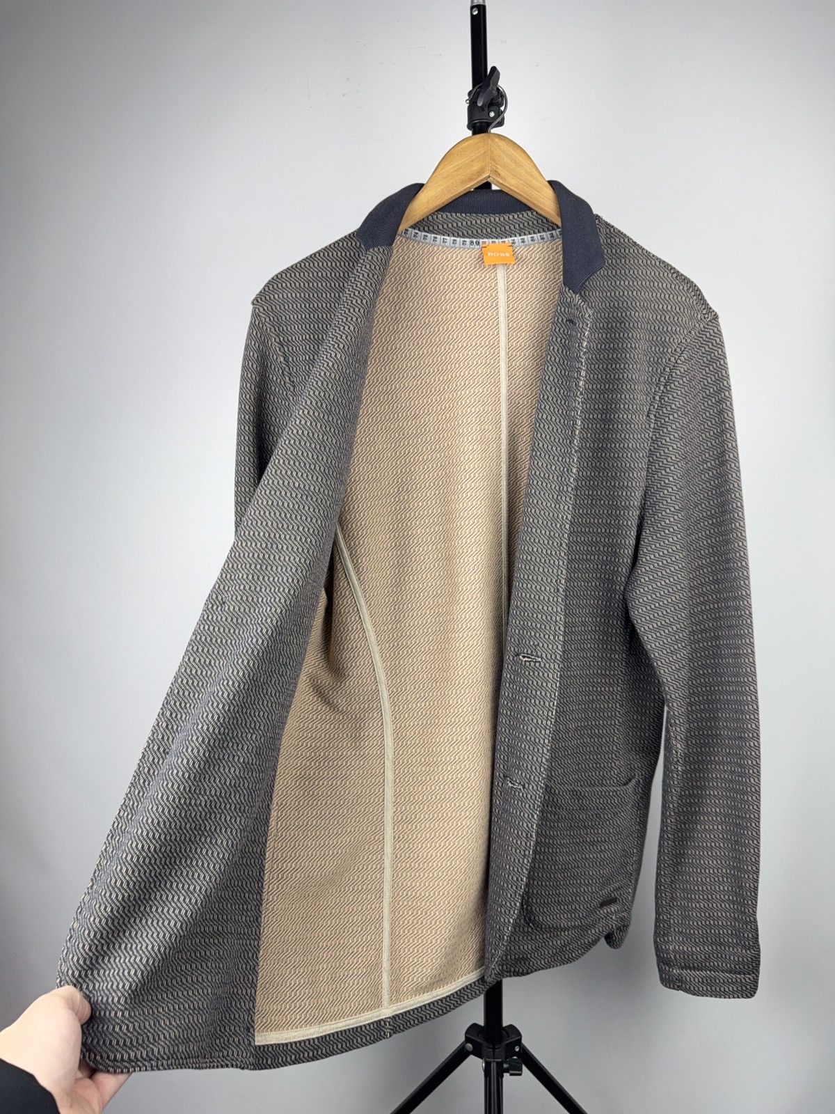 Hugo Boss Luxury 00s Hugo Boss Brown Jersey knit Blazer Jacket Size US L / EU 52-54 / 3 - 8 Thumbnail