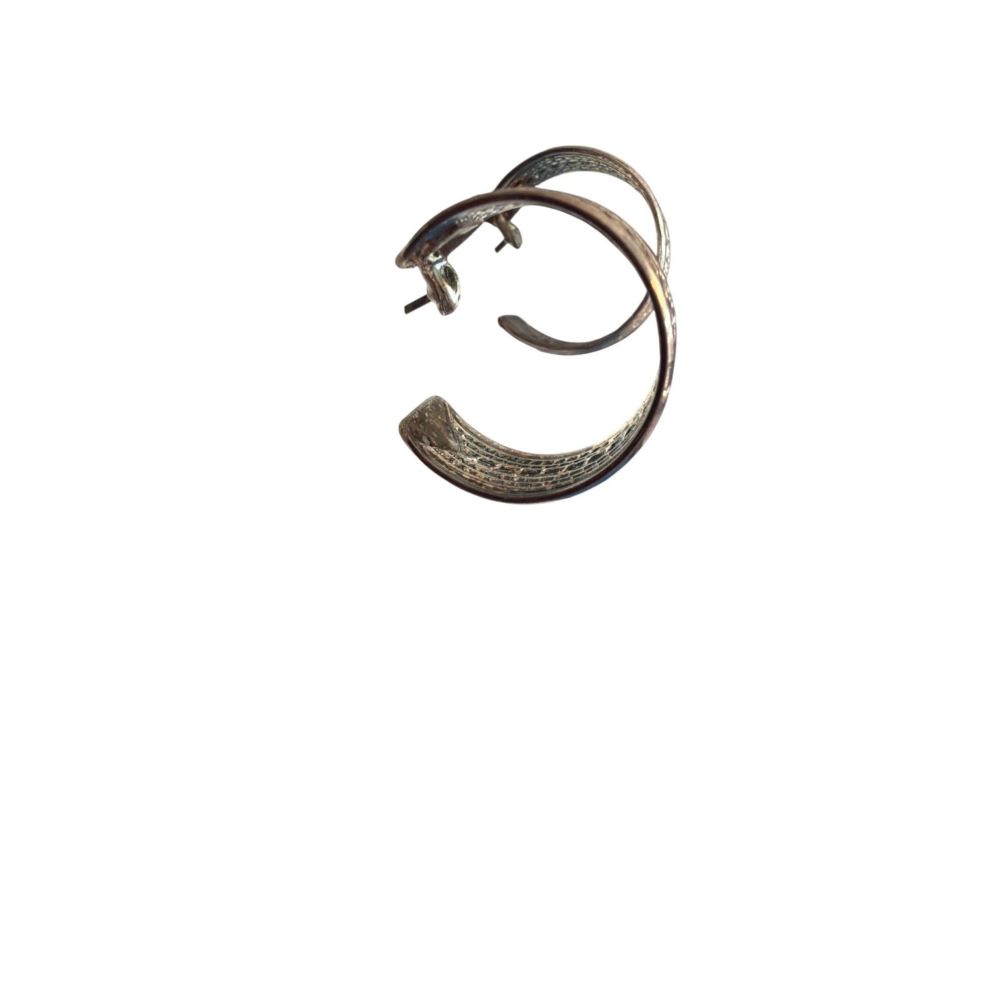 Other Vintage Silver Tone Hoop Earrings Rope Twist Design Textured Size ONE SIZE - 3 Thumbnail