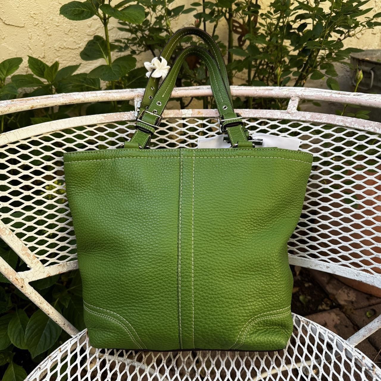 Coach Y2K Green Pebbled Leather Coach Shoulder Bag Size ONE SIZE - 2 Thumbnail