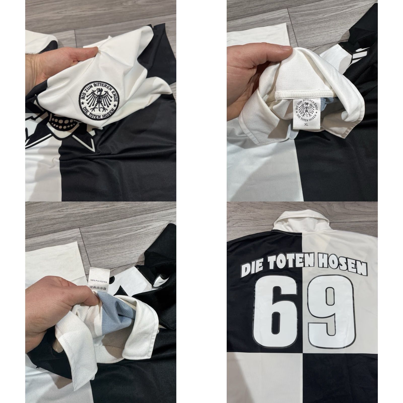 Vintage Die Toten Hasen Jersey Shirt Skull Crossbones Punk Rock Graphic Size XL Mens T-Shirt Black/White Size US XL / EU 56 / 4 - 9 Thumbnail