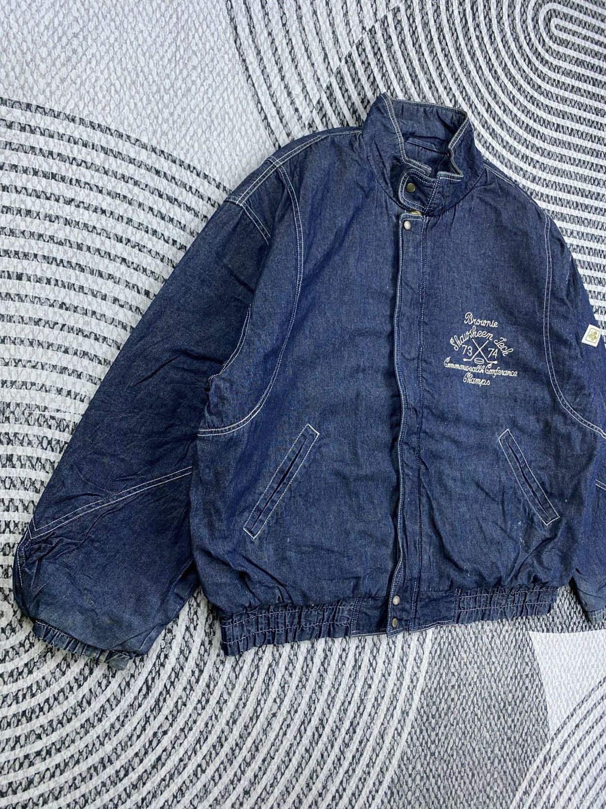 Japanese Brand Vintage Yellow Club Denim Blue Bomber Jacket Size US XXL / EU 58 / 5 - 3 Thumbnail