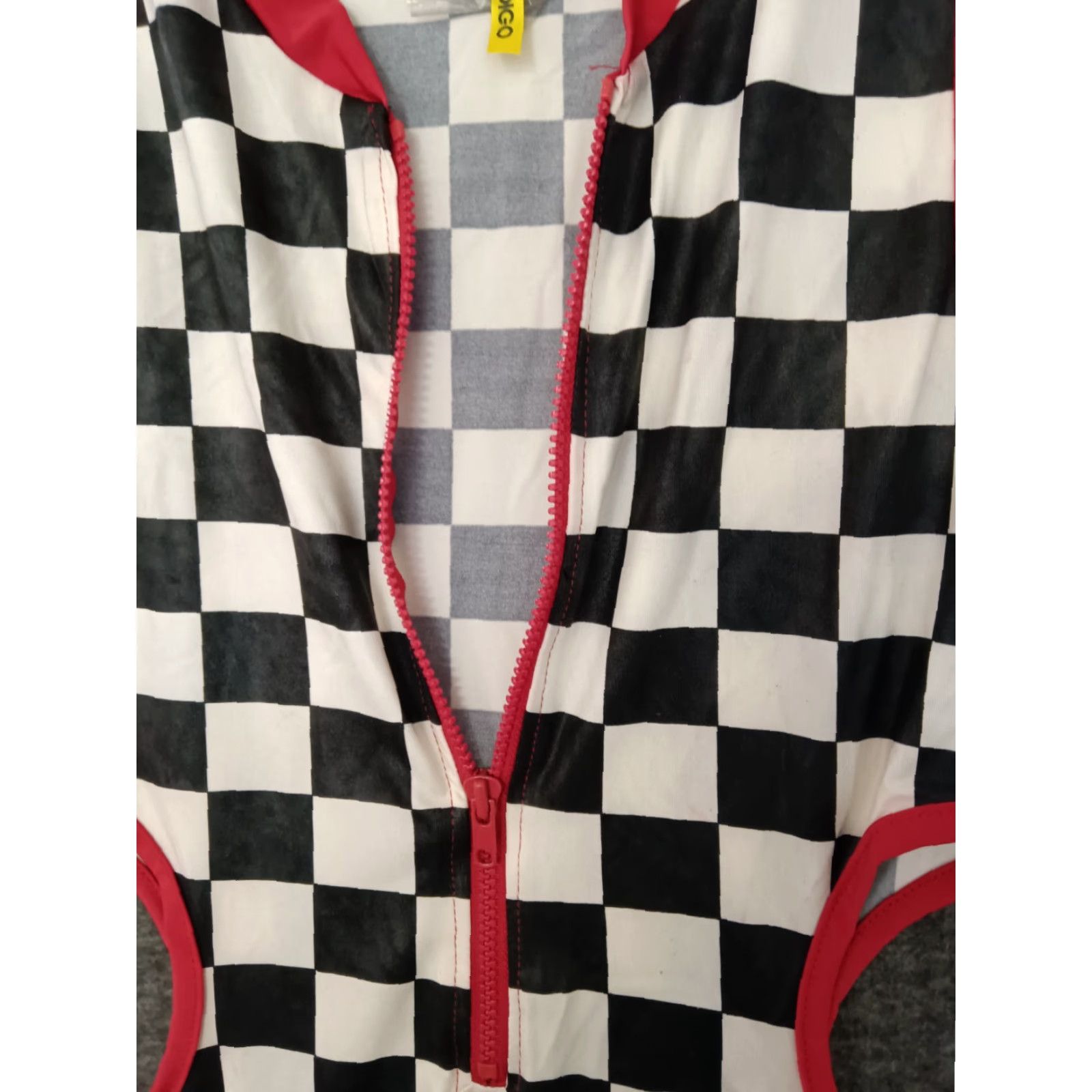 Vintage Codigo Women's One Piece Zip Checkerboard Style Swimsuit Size L Size ONE SIZE - 6 Thumbnail