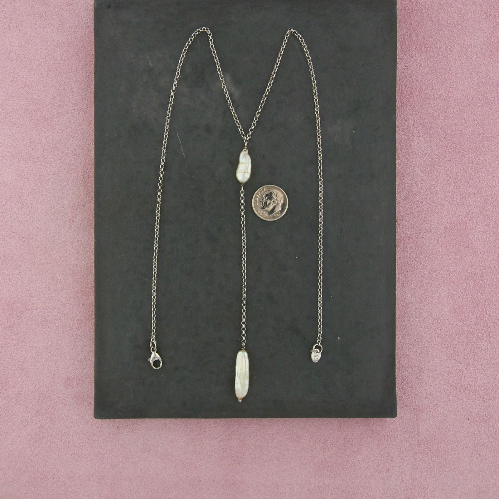 Sterling Silver sterling silver biwa pearl lariat necklace size 18in Size ONE SIZE - 2 Thumbnail