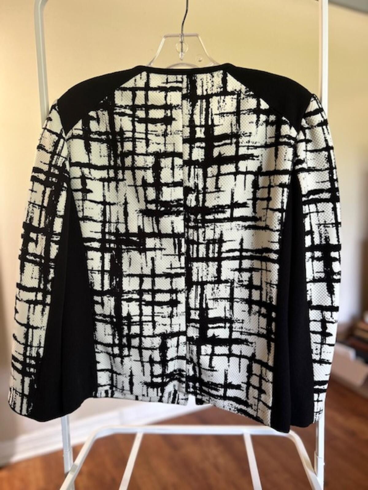 Other Kasper Women's Black and White Patterned Zip-Up Jacket Size Size M / US 6-8 / IT 42-44 - 3 Thumbnail