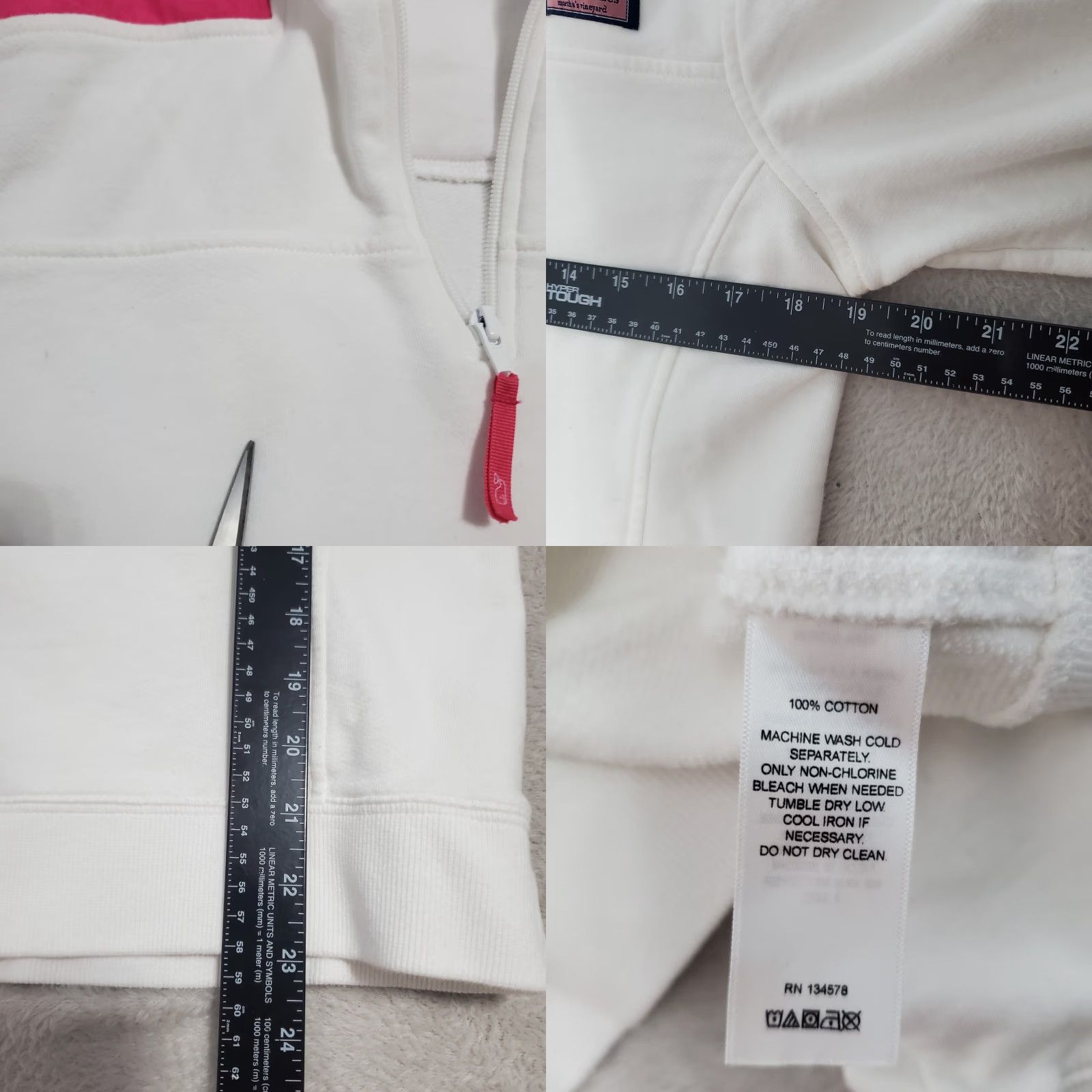 Vineyard Vines Vineyard Vines Sweatshirt Women M White Pink 1/4 Zip Pullover 100% Cotton Mock Neck Long Sleeve Logo Size M / US 6-8 / IT 42-44 - 8 Thumbnail