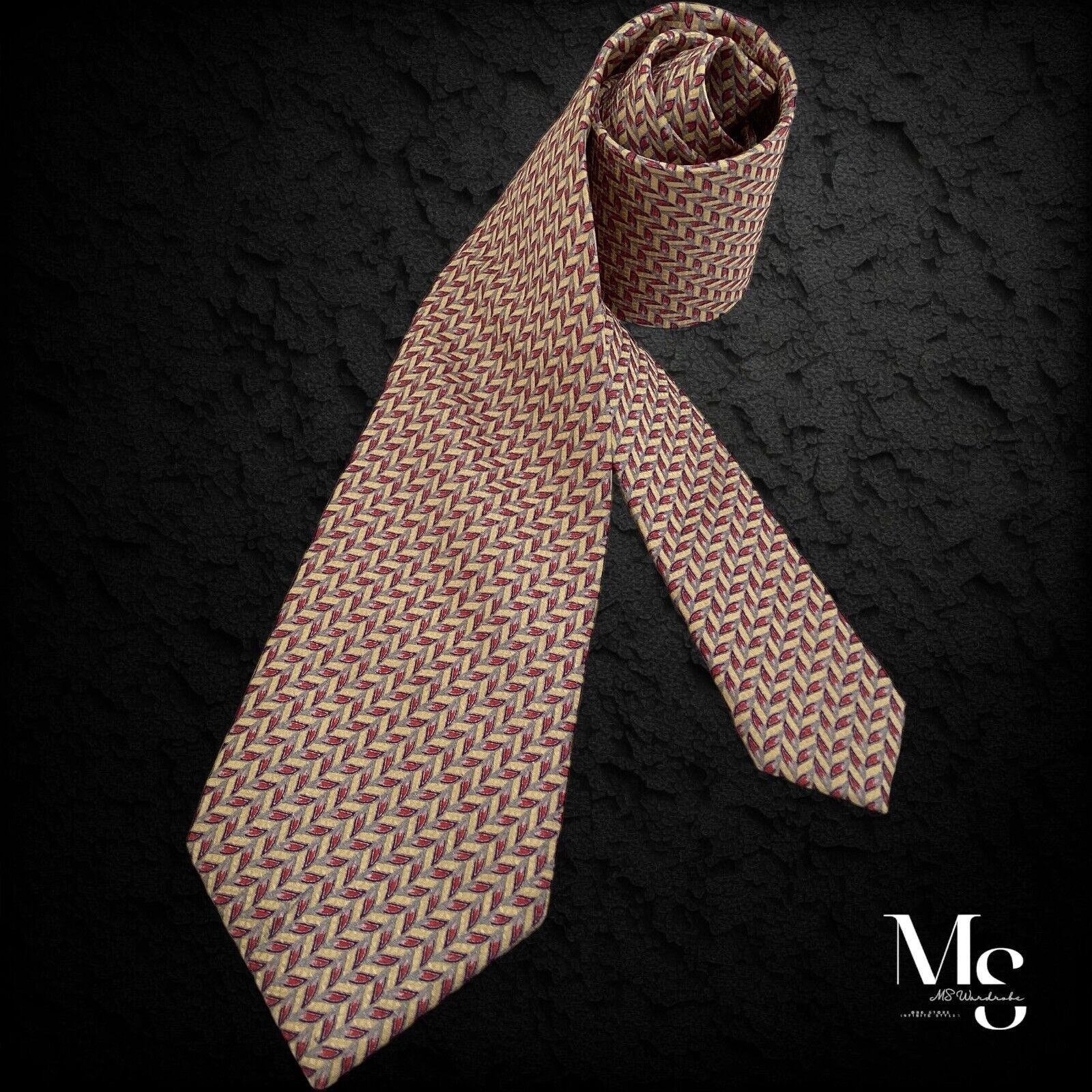 Brioni BRIONI XL Red Gold Geometric Luxury Silk Tie H.Made In Italy Size ONE SIZE - 1 Thumbnail