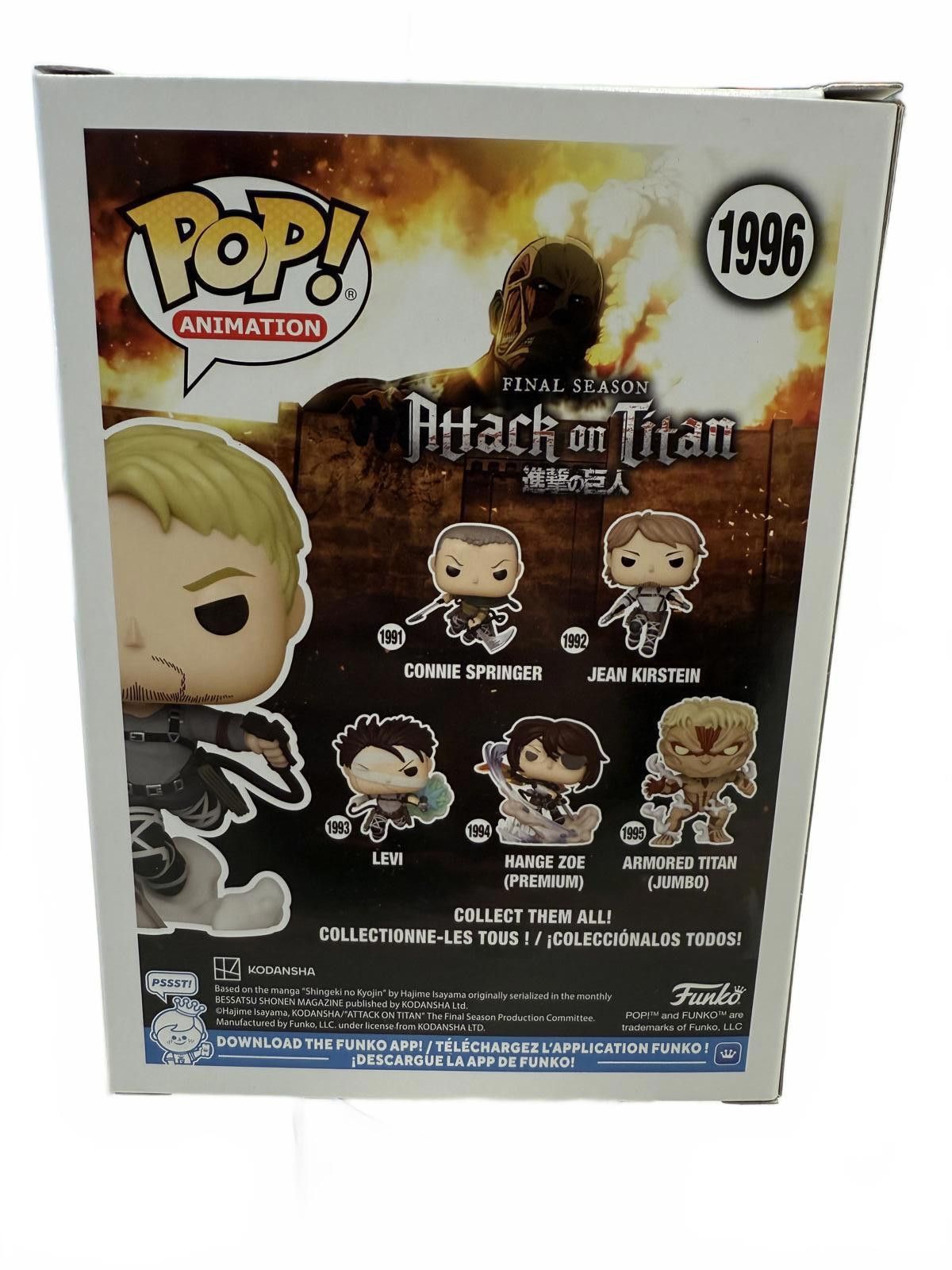 Other Funko Pop! Animation Attack on Titan Reiner Braun #1996 NEW Size ONE SIZE - 2 Thumbnail