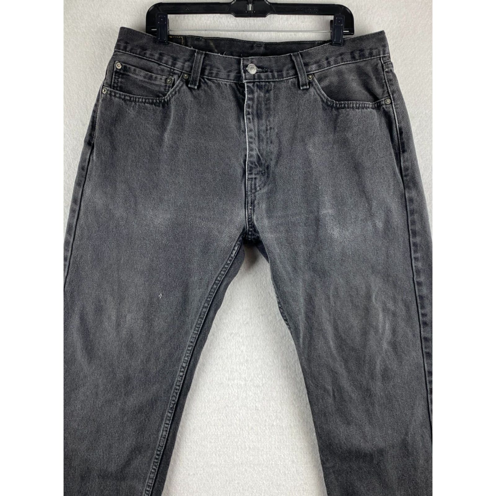 Levi's Levi's 505 Jeans Mens 38 Black Dark Wash Distressed Denim Mid-Rise Pockets Size US 38 / EU 54 - 2 Thumbnail
