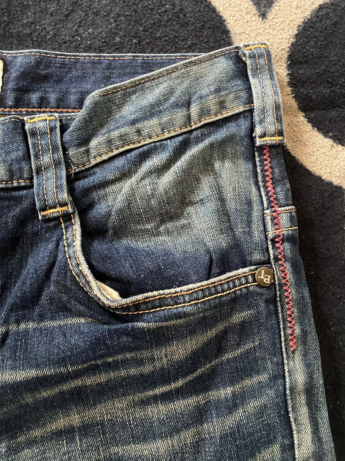Edwin 🔥FLARE🔥🔥Vintage Edwin Blue Trip Leather Pocket Style Size US 32 / EU 48 - 6 Thumbnail