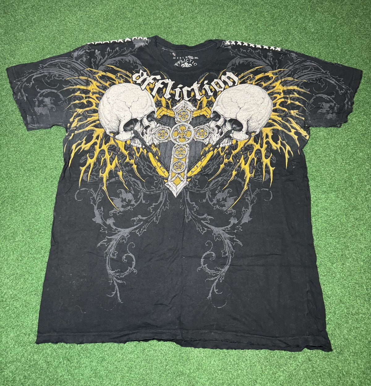 Affliction Y2K Affliction MMA Skull Gothic Biker 2XL Grunge T Shirt Size US XXL / EU 58 / 5 - 1 Thumbnail