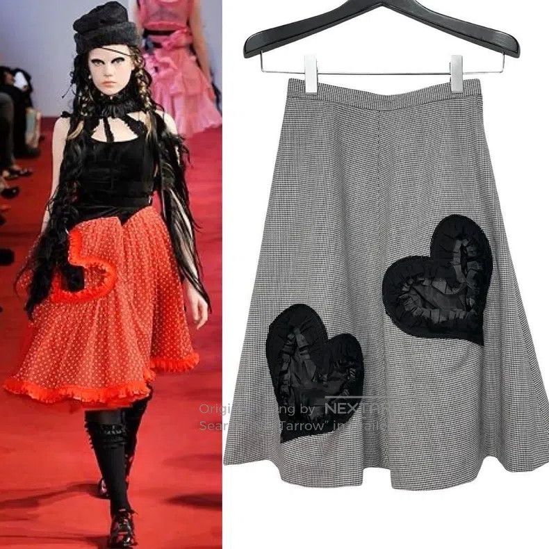 Comme des Garcons Comme Des Garcons size XS Houndstooth heart-shaped half sk Size 23" - 1 Thumbnail