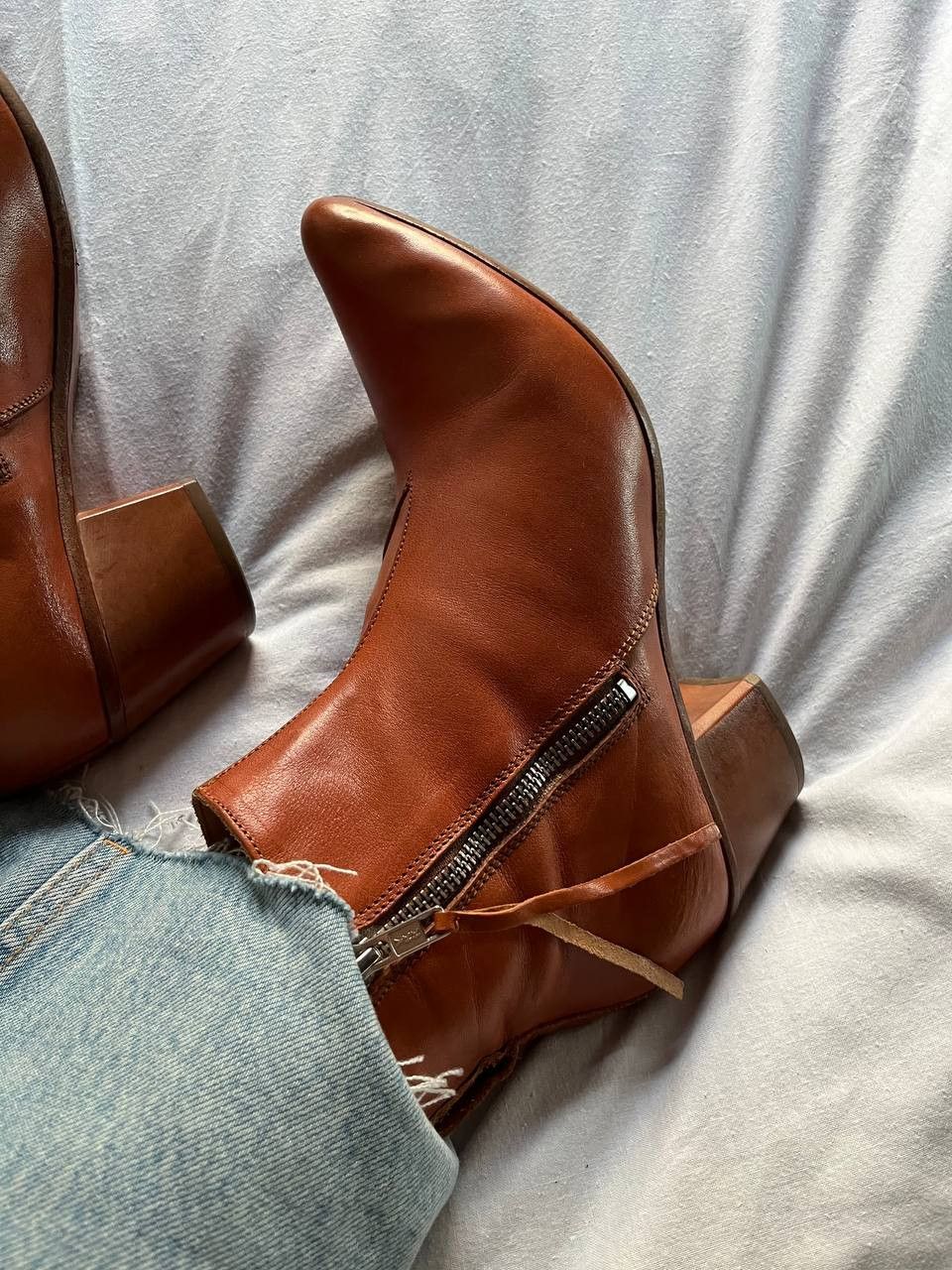 MoMA Moma cognak color leather women's ankle boots made in Italy Size US 9.5 / IT 39.5 - 1 Thumbnail