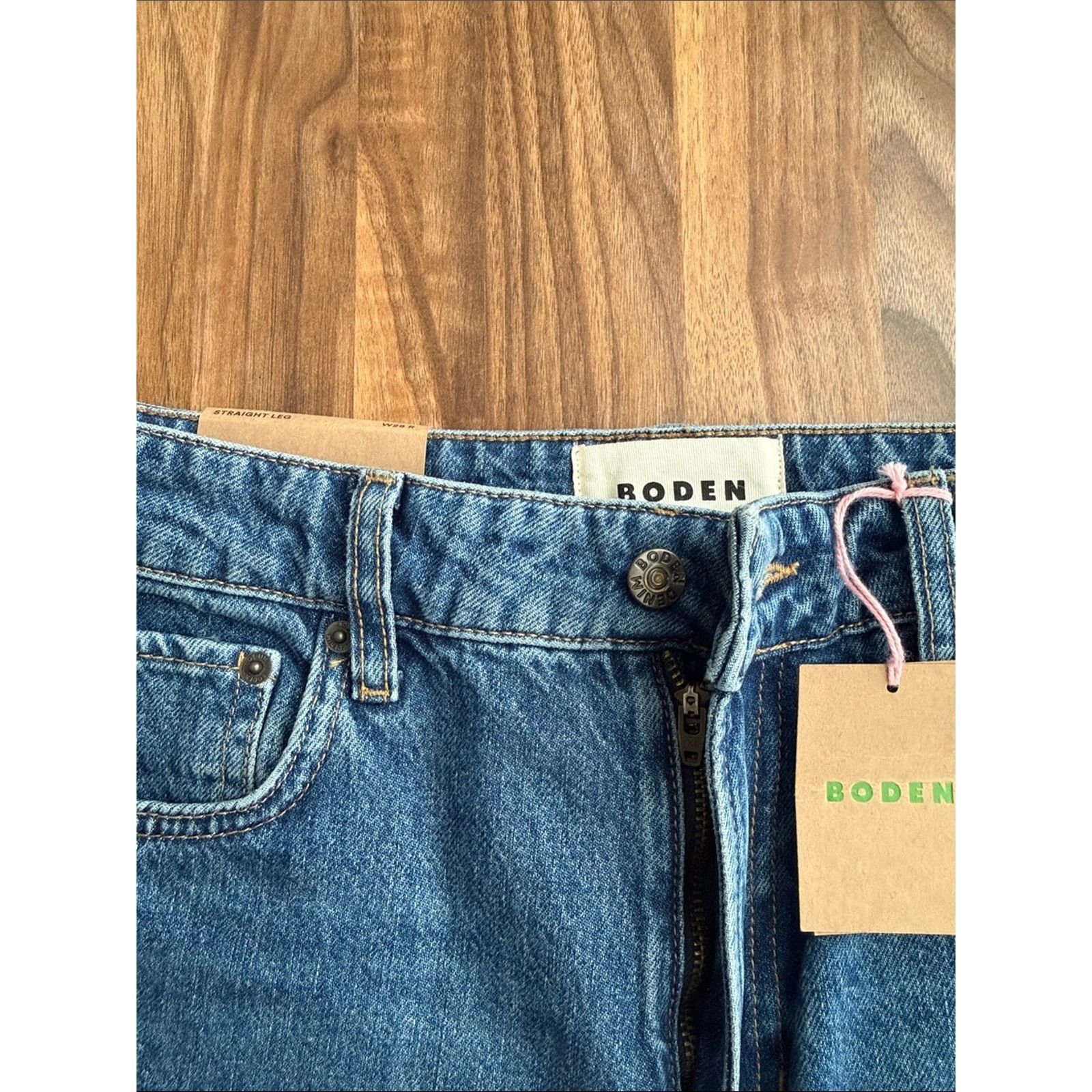 Boden Boden 100% Cotton Straight Leg High Rise Medium Wash Jeans Size 28" / US 6 / IT 42 - 4 Thumbnail