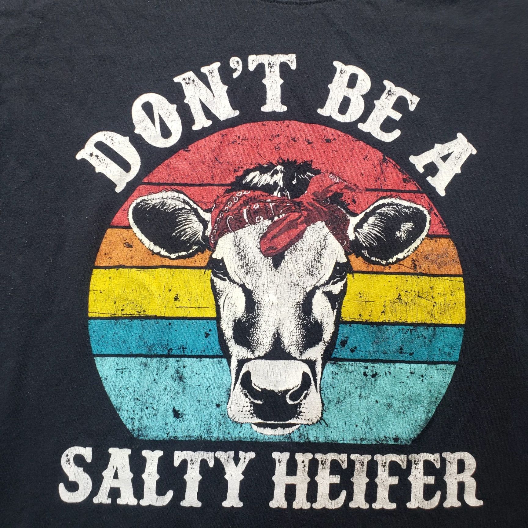Vintage Don't Be a Salty Heifer Cow Tee T-Shirt Short Sleeve Adult Women's L Large Black Shirt Funny Women Size L / US 10 / IT 46 - 2 Thumbnail
