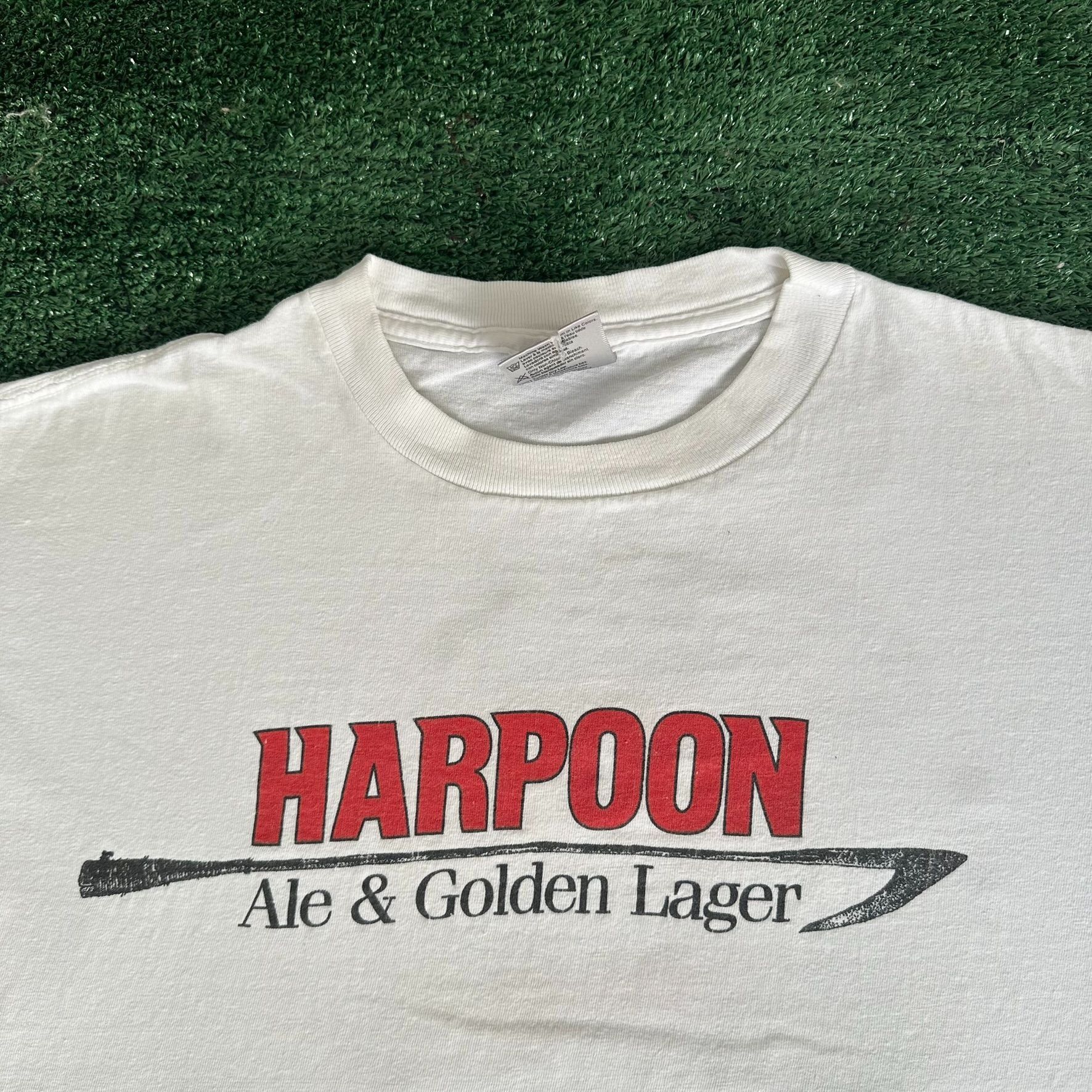 Vintage Vintage 90s Harpoon Ale Lager T-Shirt Single Stitch Boxy Gru Size US L / EU 52-54 / 3 - 2 Thumbnail