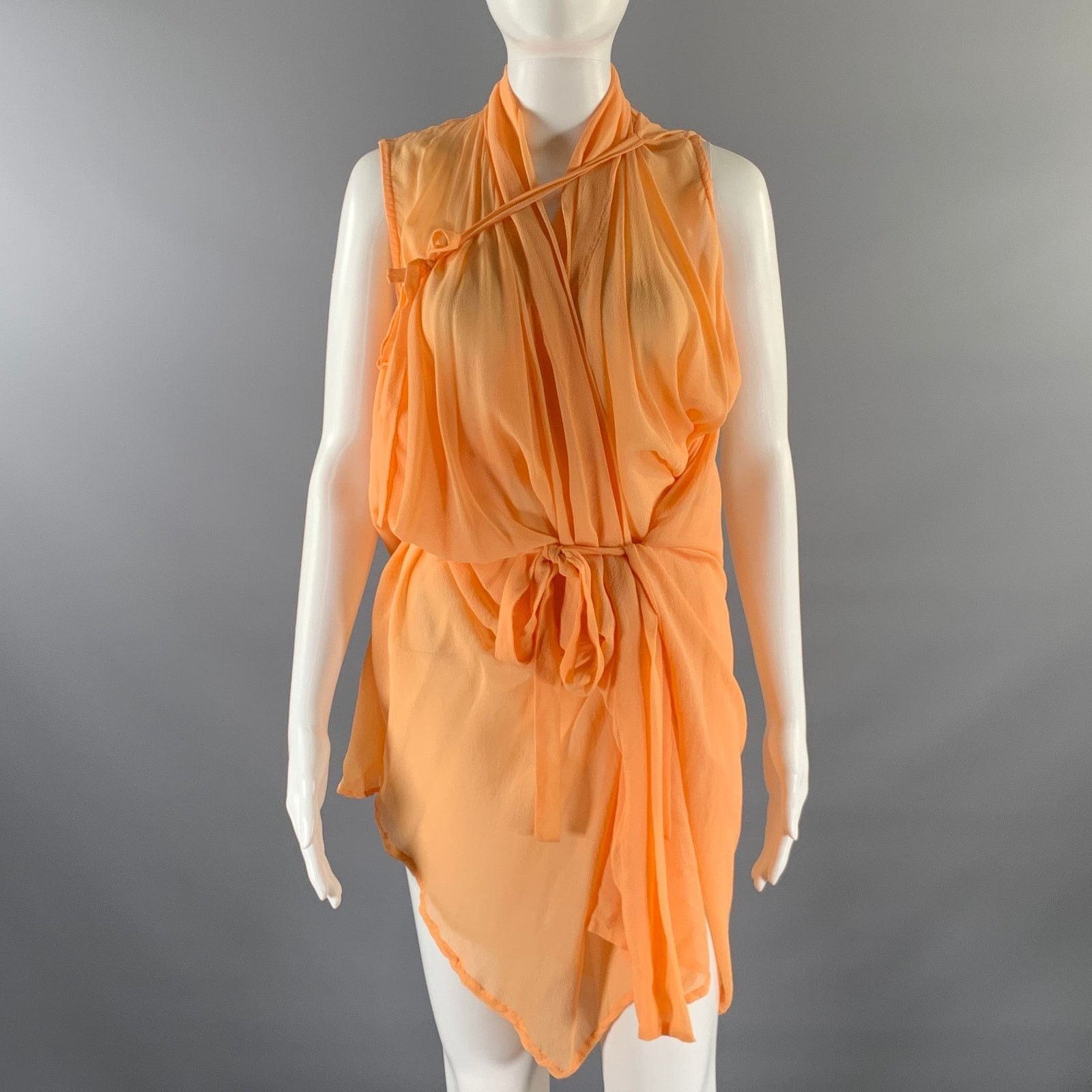 Ann Demeulemeester ANN DEMEULEMEESTER Size M Peach Draped Sleeveless Shirt Size M / US 6-8 / IT 42-44 - 1 Thumbnail
