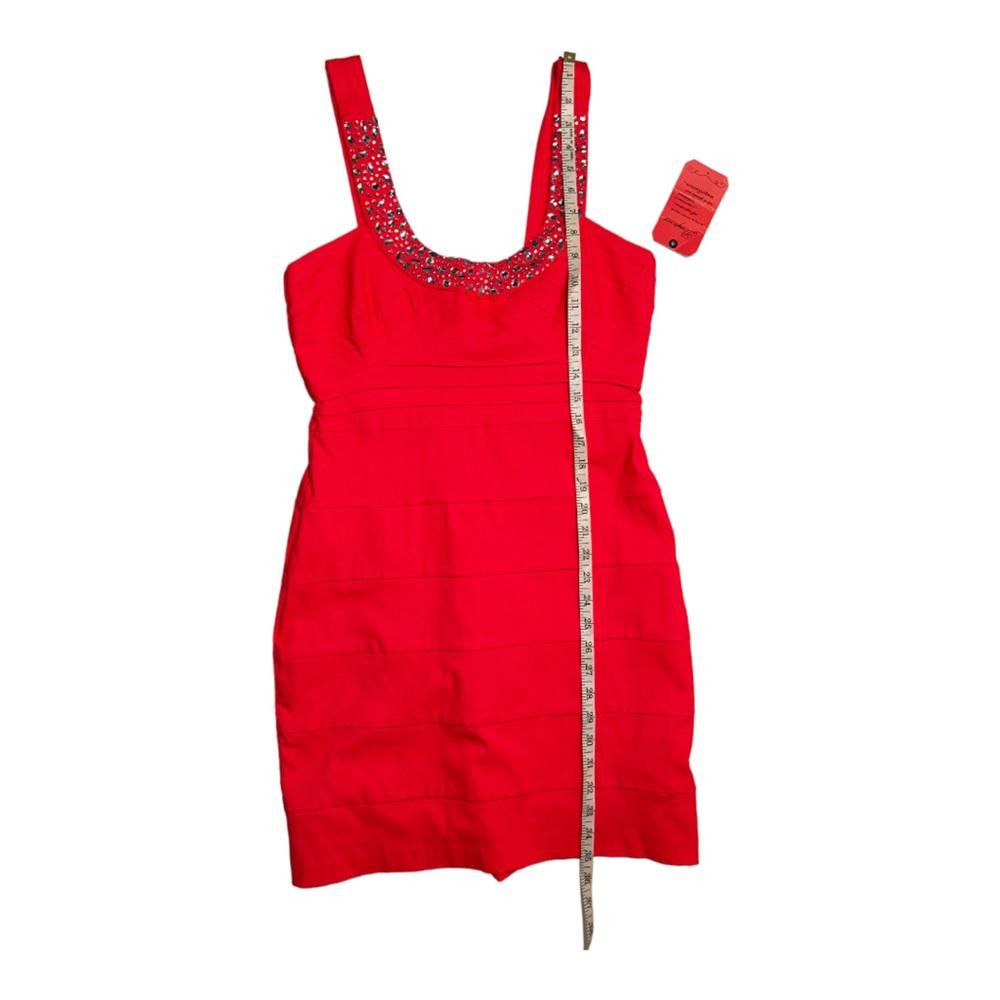 Designer NWT Hot Pink Bodycon Mini Dress W Rhinestones Size 13 Size M / US 6-8 / IT 42-44 - 4 Thumbnail