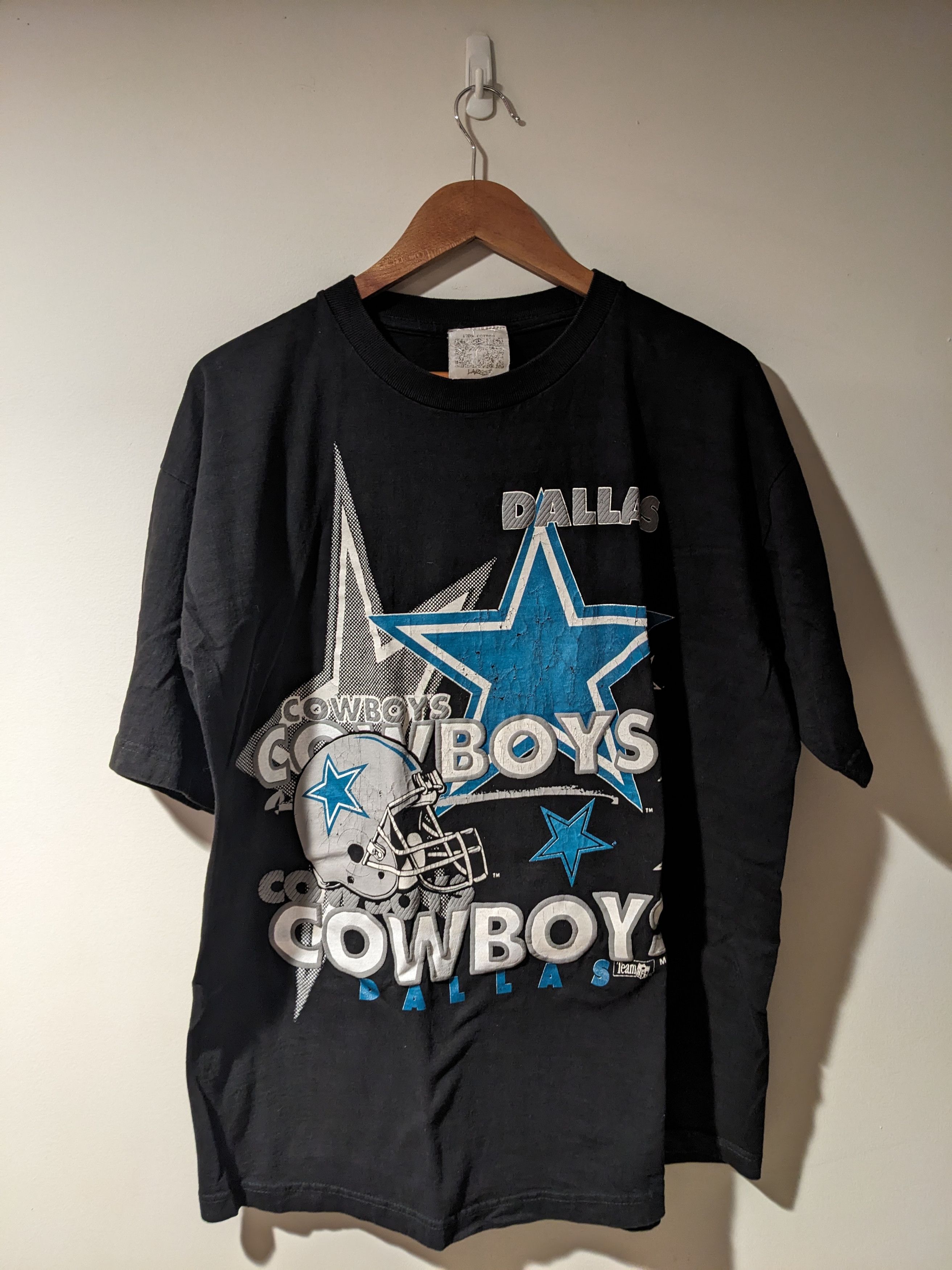 NFL × Vintage Vintage 90s Dallas Cowboys NFL Football Puff Print T-Shirt Size US L / EU 52-54 / 3 - 1 Thumbnail