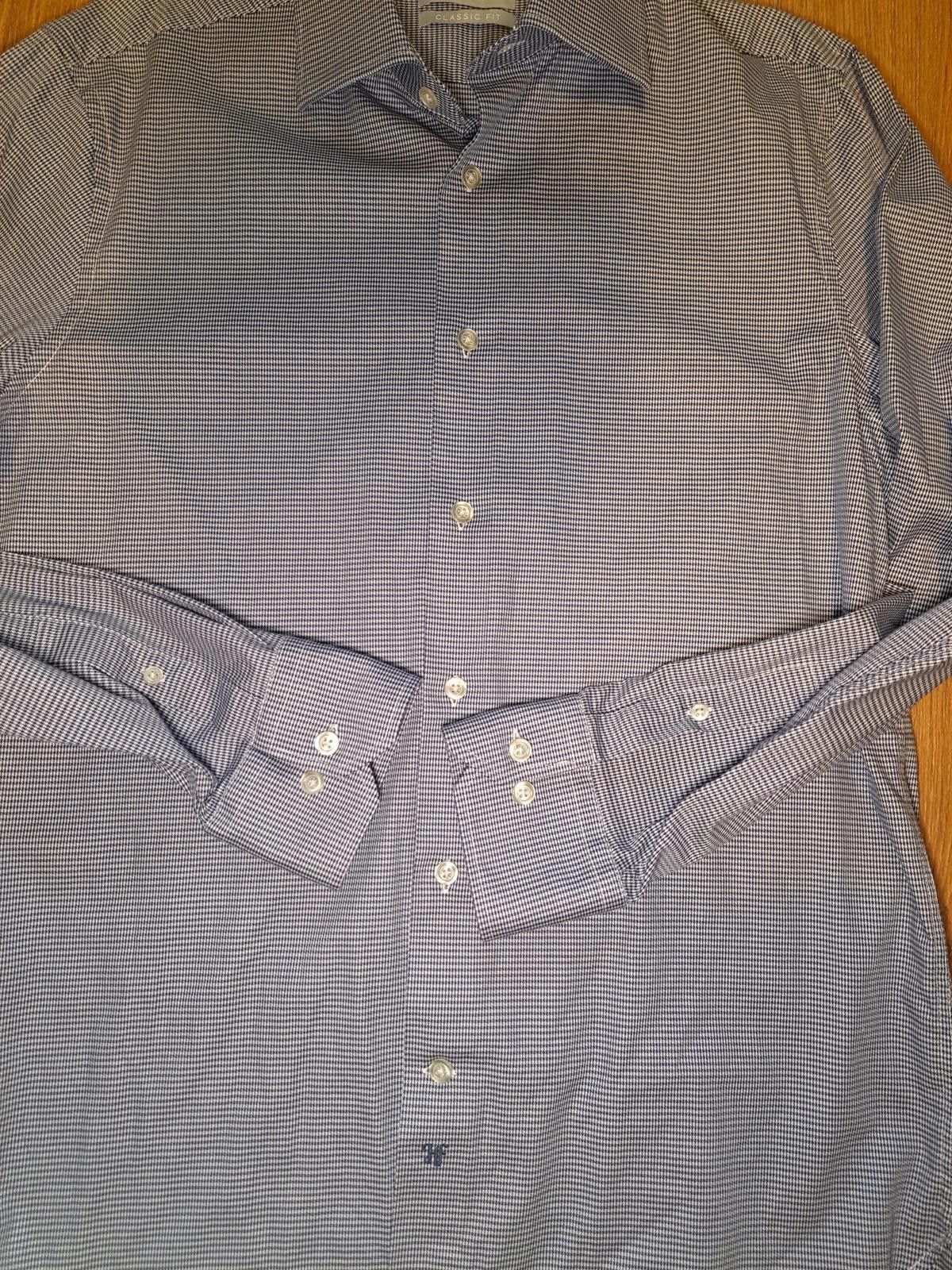 Hickey Freeman Hickey Freeman Dress Shirt 15/15.5-34/35 Blue Houndstooth Size 38R - 6 Thumbnail