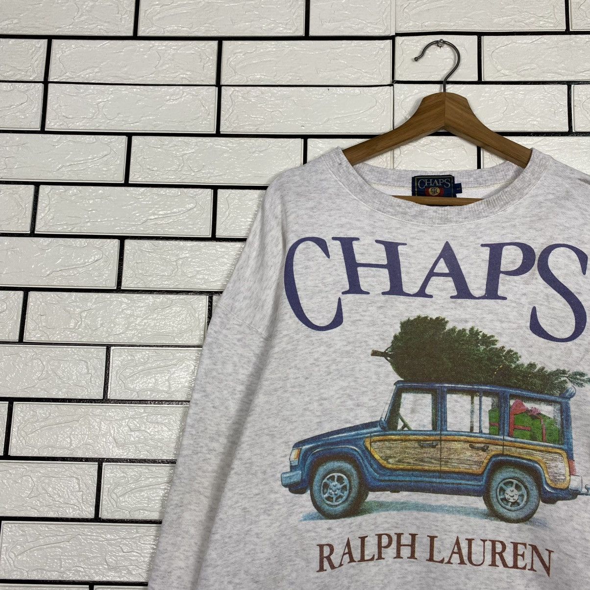 Ralph Lauren 🔥VINTAGE DISTRESSED SWEATSHIRT CHAPS RALPH LAUREN JEEP Size US L / EU 52-54 / 3 - 7 Thumbnail