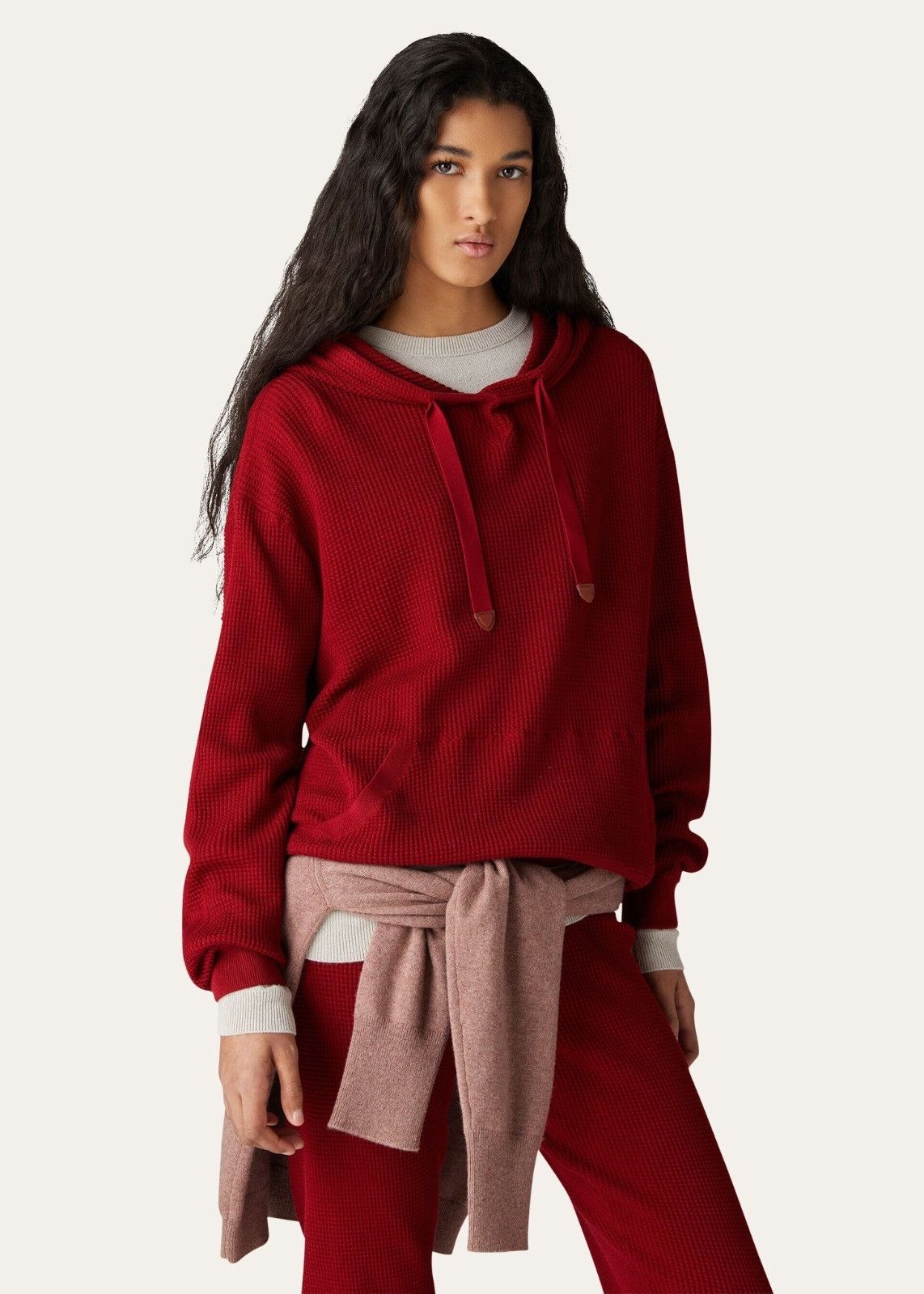 Loro Piana o1srvl11e0824 Puno Cotton Silk Hoddie in Red Size M / US 6-8 / IT 42-44 - 3 Thumbnail