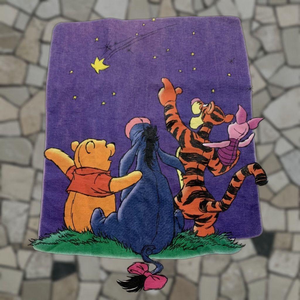 VINTAGE Disney Winnie The Pooh Big Screen Shirt Single Stitch Shooting Stars L Shirt Men White 80s Disney Pooh Stitch Team Shirts Mens L