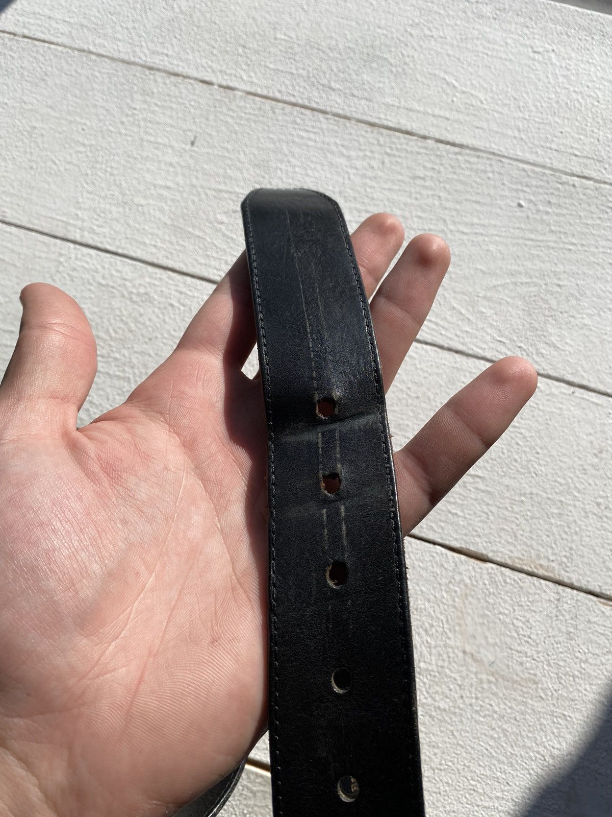 Diesel × Vintage 90s Diesel Black Leather Minimalism Avant Garde Belt 85 Size ONE SIZE - 5 Thumbnail