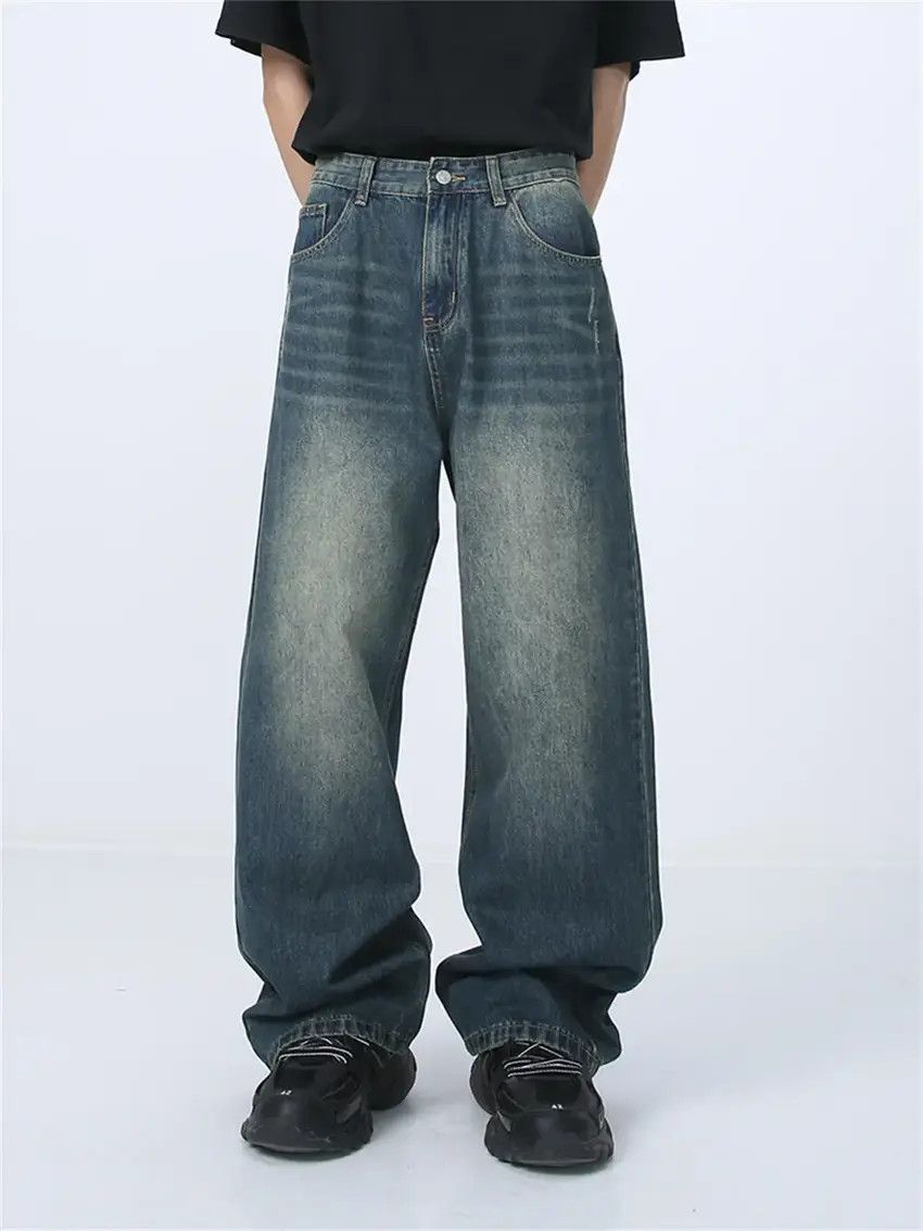 Designer × Japanese Brand Washed blue faded and distressed baggy jeans Size US 34 / EU 50 - 3 Thumbnail
