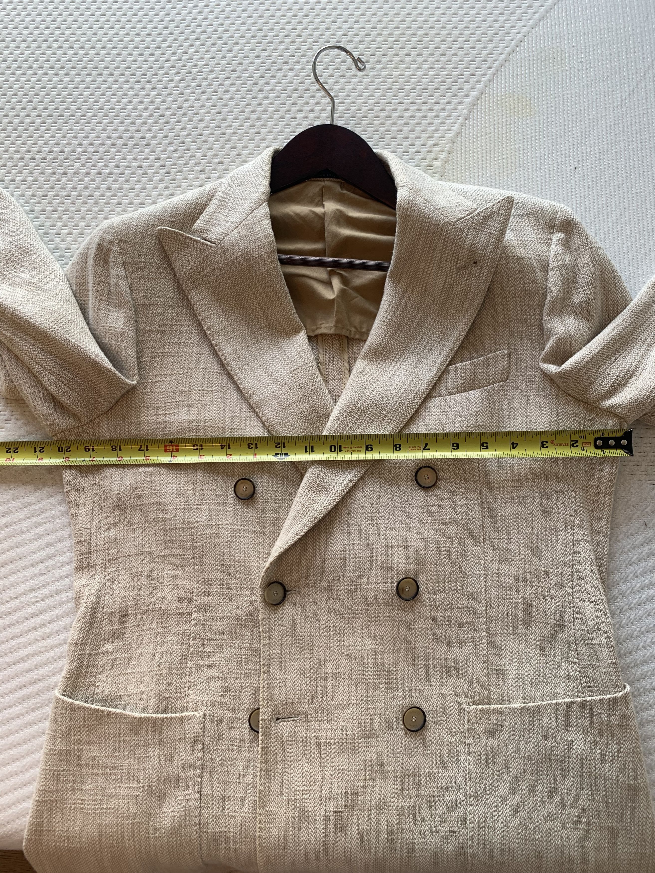 Boggi Boggi Milano Cream Textured Double Breasted Blazer Size 38R - 9 Thumbnail