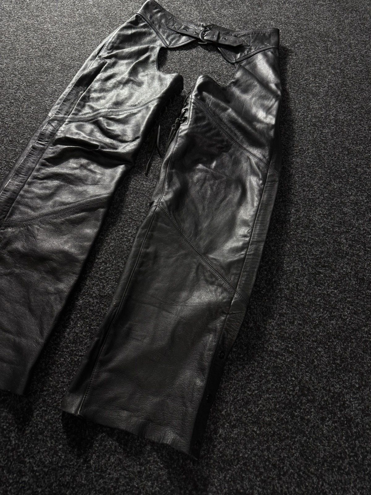 Leather Vintage 90s IXS 1990's Leather Moto Racing pants Chaps Size US 32 / EU 48 - 3 Thumbnail