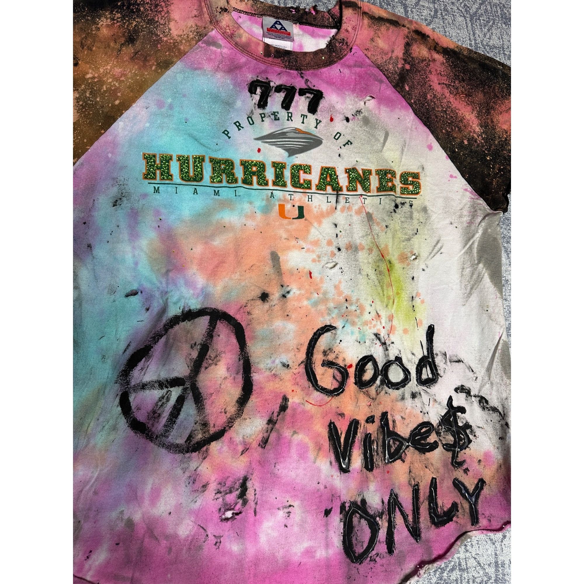 Vintage Custom Reworked Embellished Bleached Distressed Paint Staine Size US XL / EU 56 / 4 - 2 Thumbnail