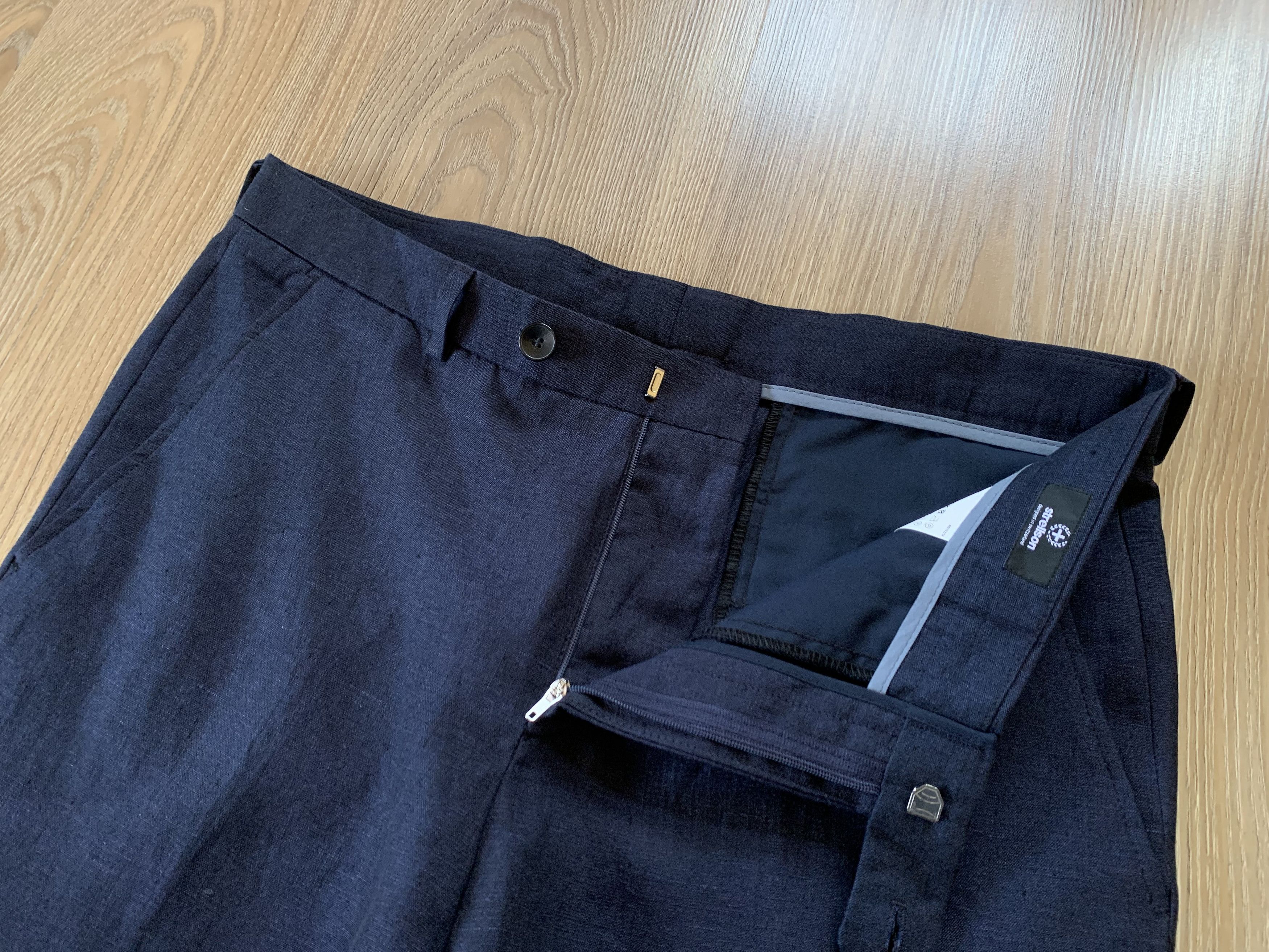 Designer × Strellson Strellson Till Linen Blue Suit Trousers Size 48L - 5 Thumbnail
