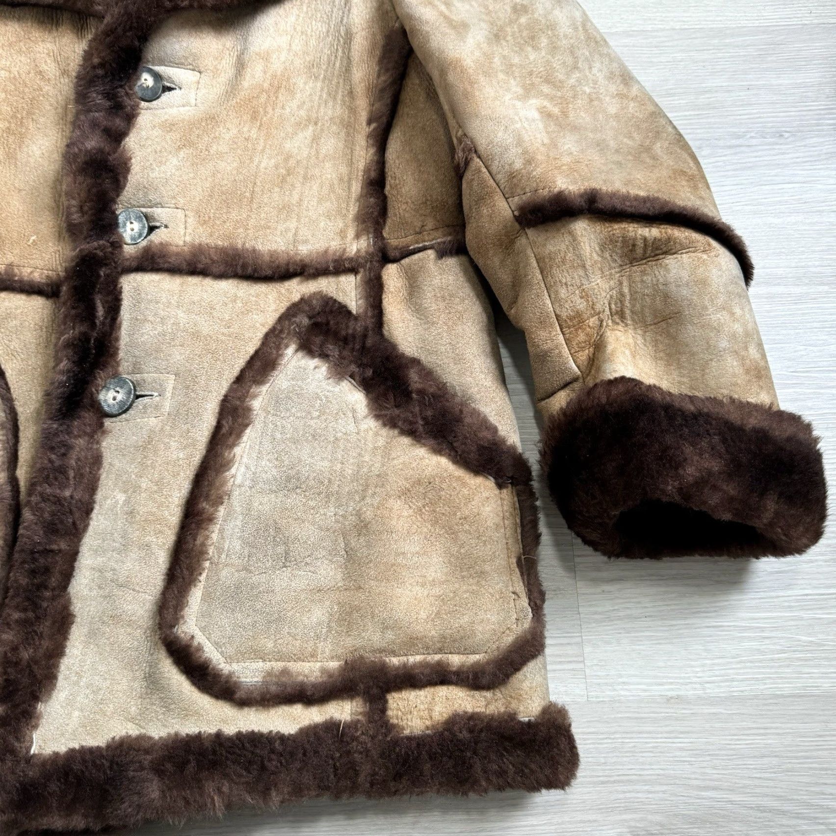Vintage VINTAGE Wilsons Leather Ranch Coat Jacket Mens 40 Brown Shearling Sheepskin Leather Wool Lining Winter 70s Mens Size US XXS / EU 40 - 3 Thumbnail