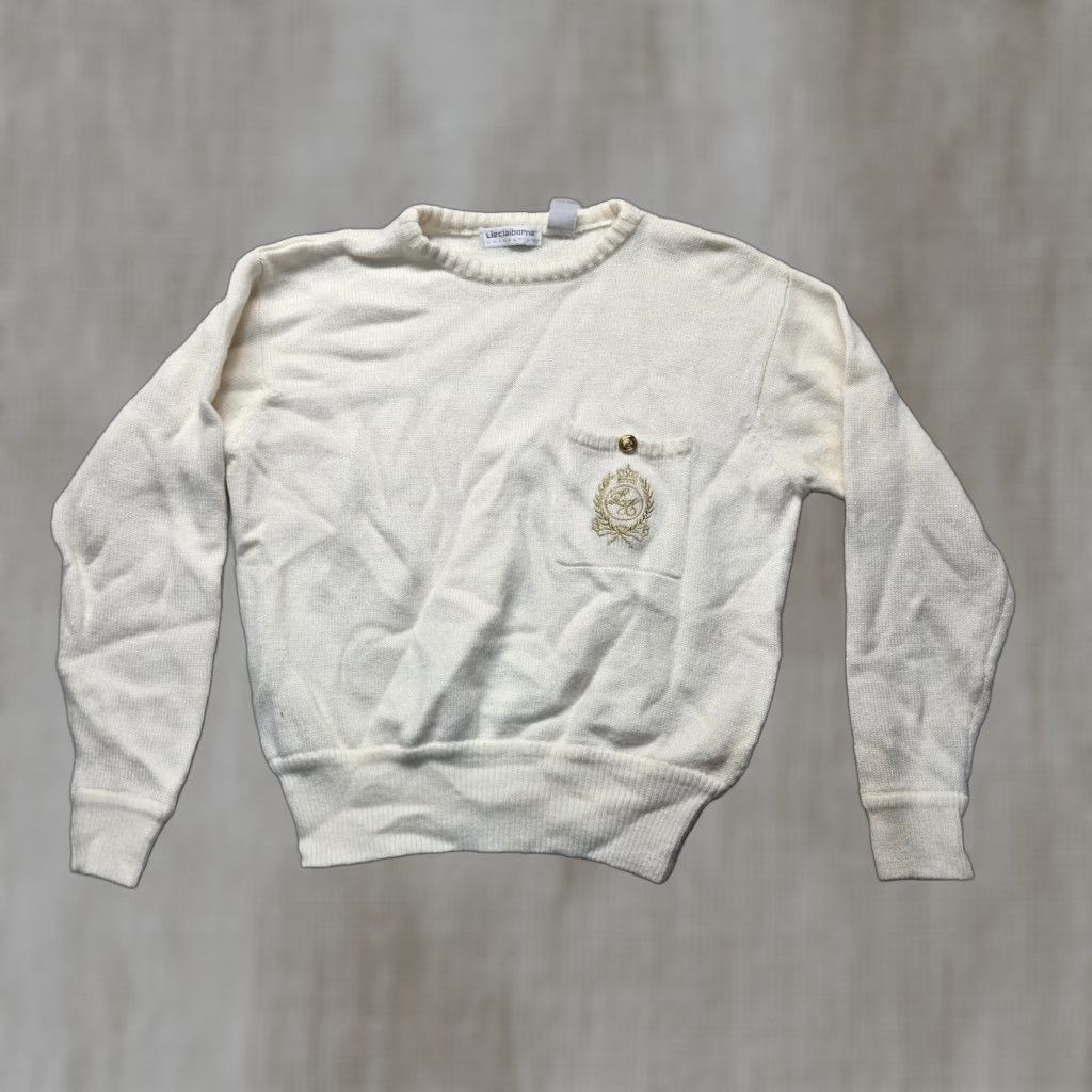 Liz Claiborne Liz Claiborne White Sweater Junior Women S Small Long Sleeve Pullover Cowl Neck Classic Heavyweight Womens Size S / US 4 / IT 40 - 1 Thumbnail