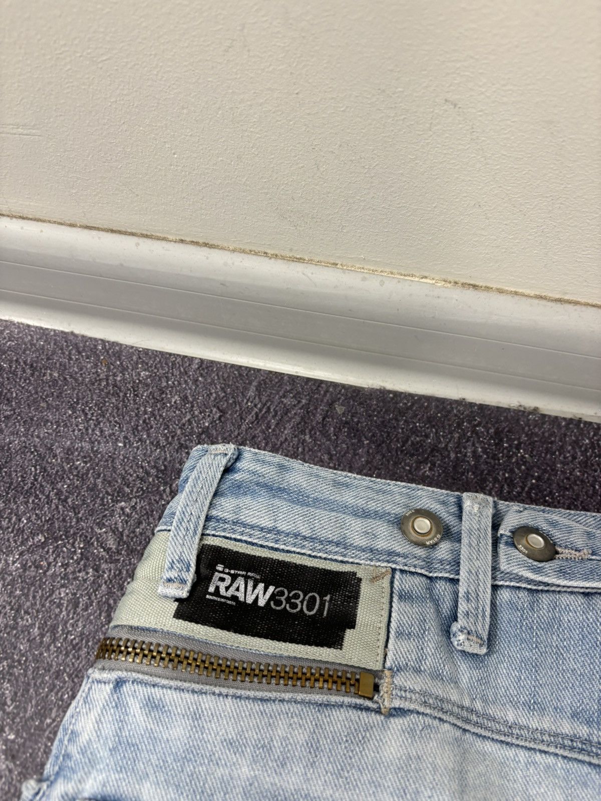 G-Star Vintage G-Star Raw Avant Garde Light Blue Denim Biker Jeans Size US 32 / EU 48 - 8 Thumbnail