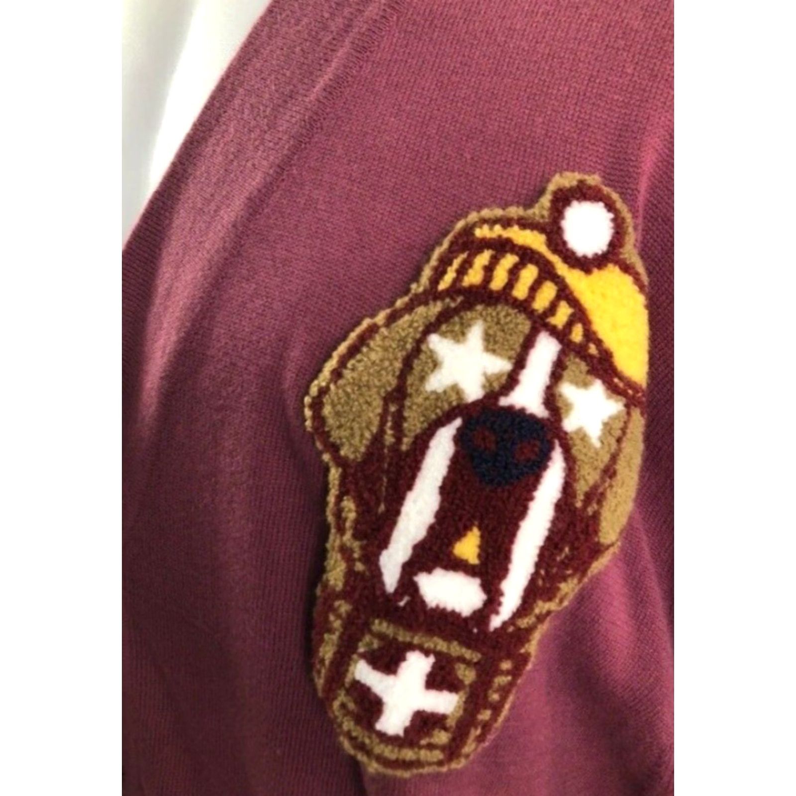 NANGA VINTAGE PLAY CLOTHS Our Gang NEW w TAG 2XL Embroidered Dog Cardigan Varsity Sweater Mens Burgundy Size US XXL / EU 58 / 5 - 3 Thumbnail