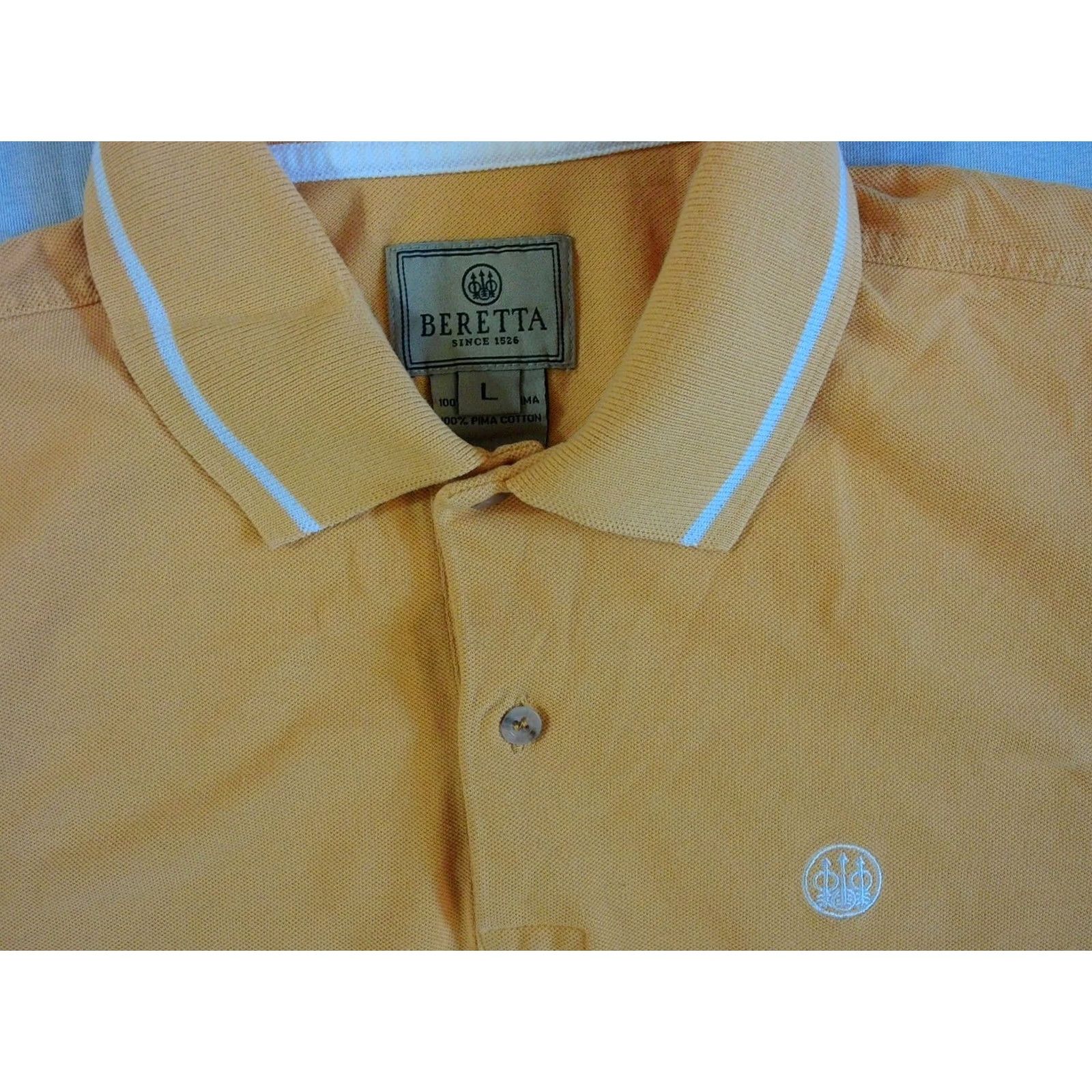 Vintage Beretta Firearms Polo Shirt Men's Large Shirt Polo USA 2nd Amendment Yellow Cotton Embroidered Logo Short Sleeve Vintage: No Size US L / EU 52-54 / 3 - 3 Thumbnail