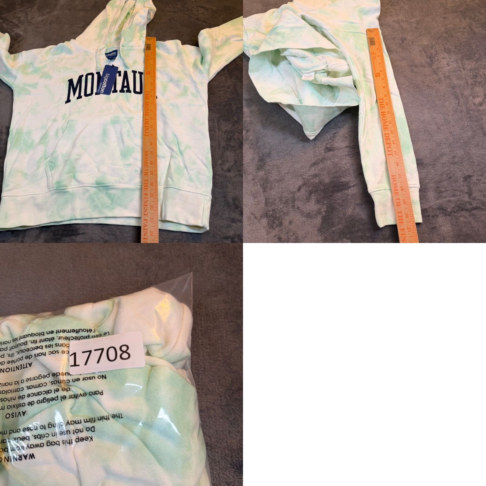 Vintage Big Cotton Hoodie Womens Medium Green White Montauk Tie Dye Pullover G7152 NEW Size M / US 6-8 / IT 42-44 - 8 Thumbnail