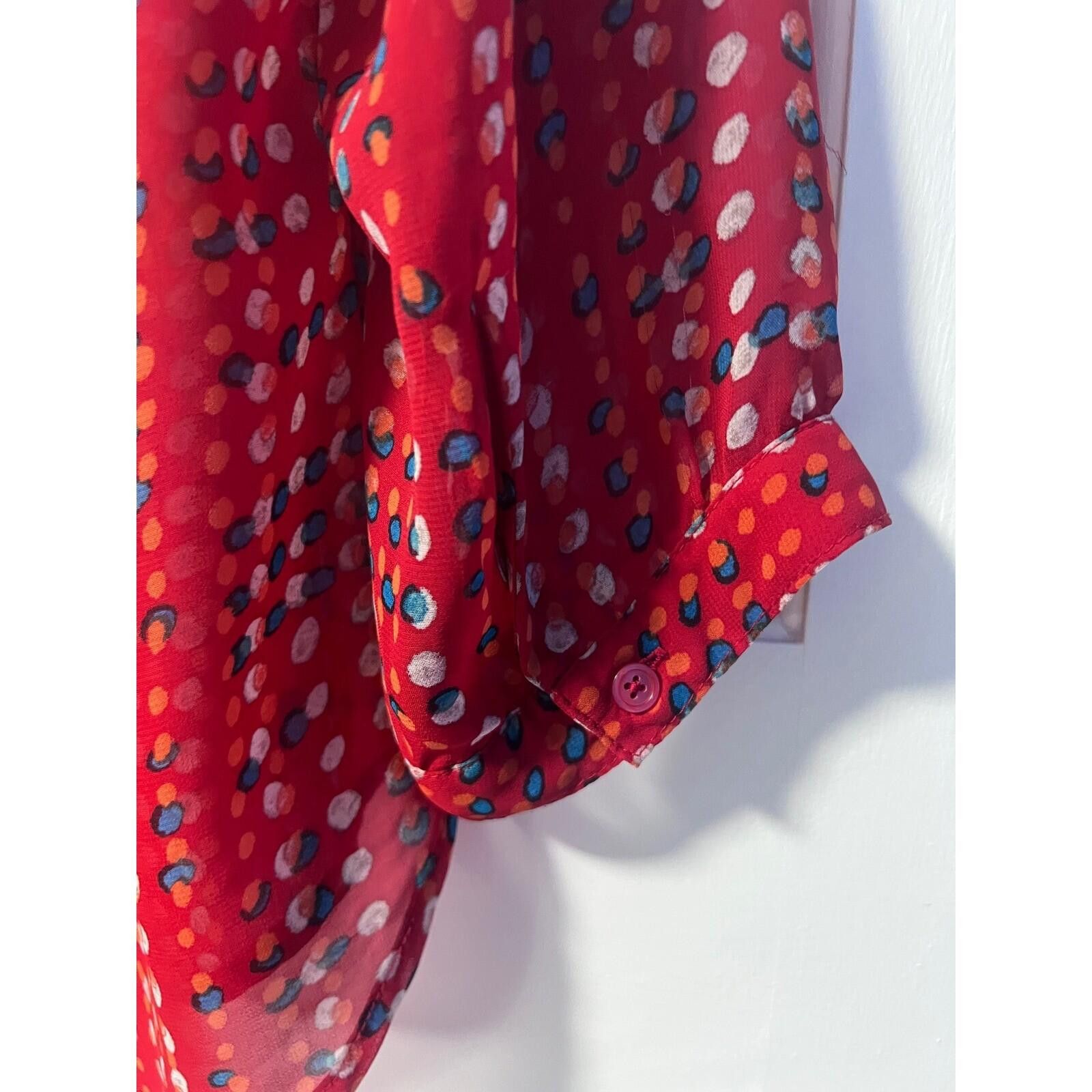 Old Navy Old Navy Womens Red Polka Dot Blouse Size M 3/4 Sleeve Size M / US 6-8 / IT 42-44 - 3 Thumbnail