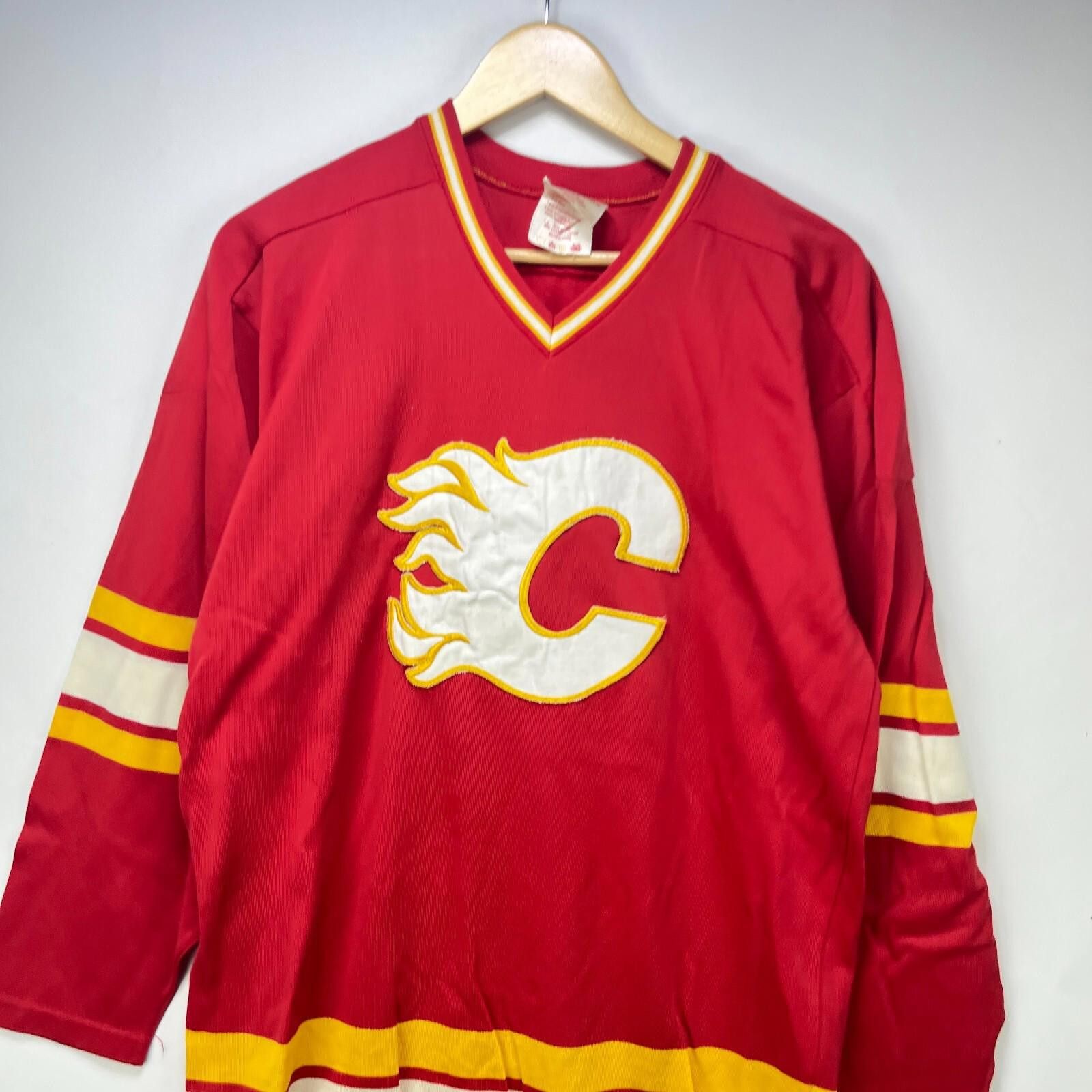 Ccm Vintage 80s Calgary Flames Hockey Jersey Medium Carey Wilson Size ONE SIZE - 2 Thumbnail