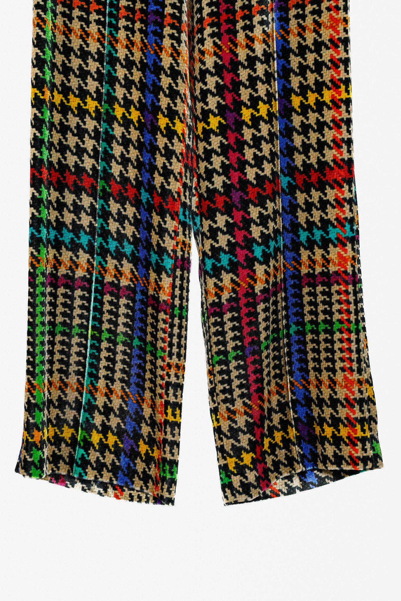 Etro Etro Beige & Black Multicoloured Houndstooth Velvet Pants Size 28" / US 6 / IT 42 - 5 Thumbnail
