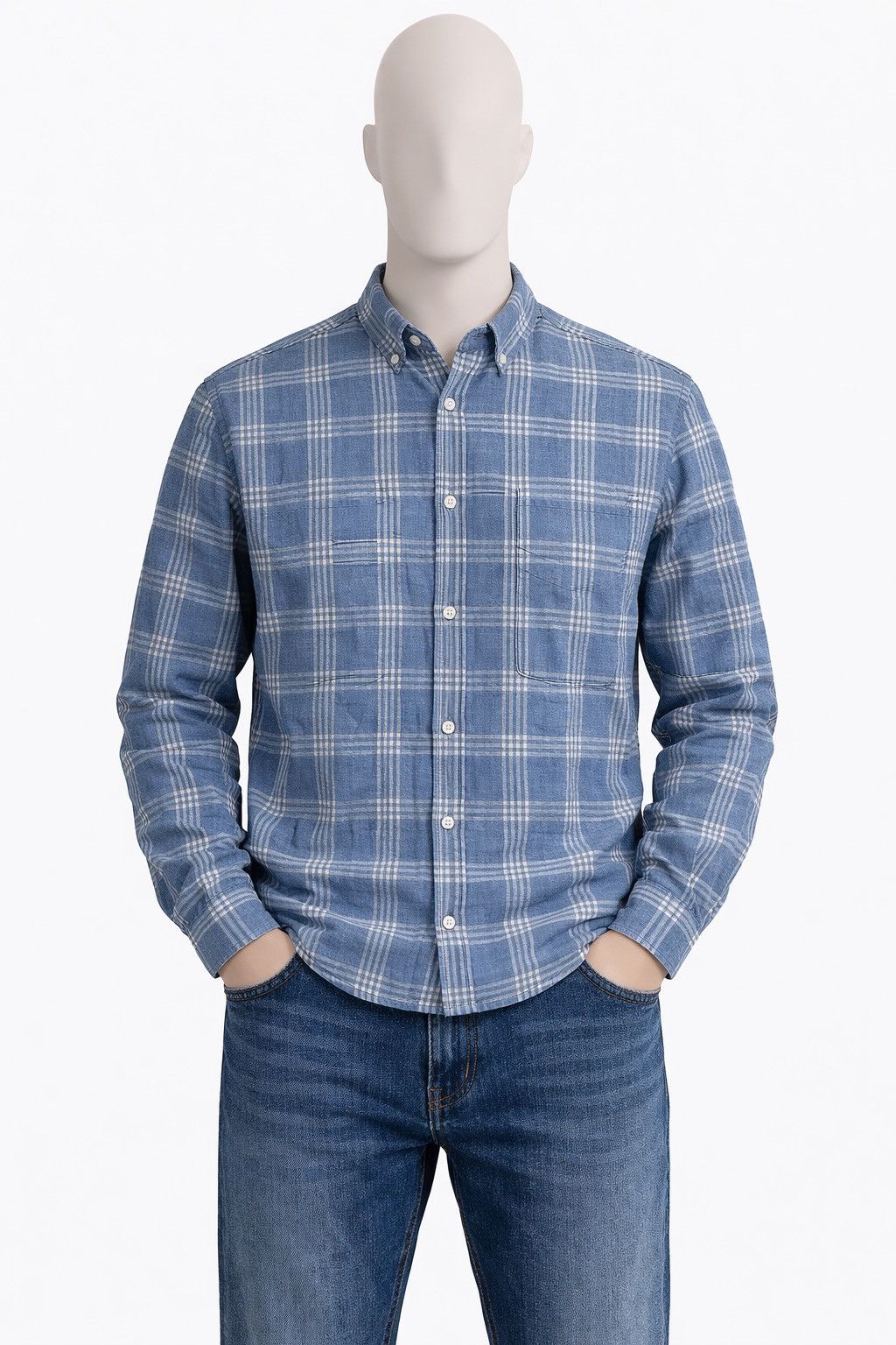 Brunello Cucinelli Brunello Cucinelli Luxury Button Up Shirt Linen Size L Check Size US L / EU 52-54 / 3 - 1 Thumbnail