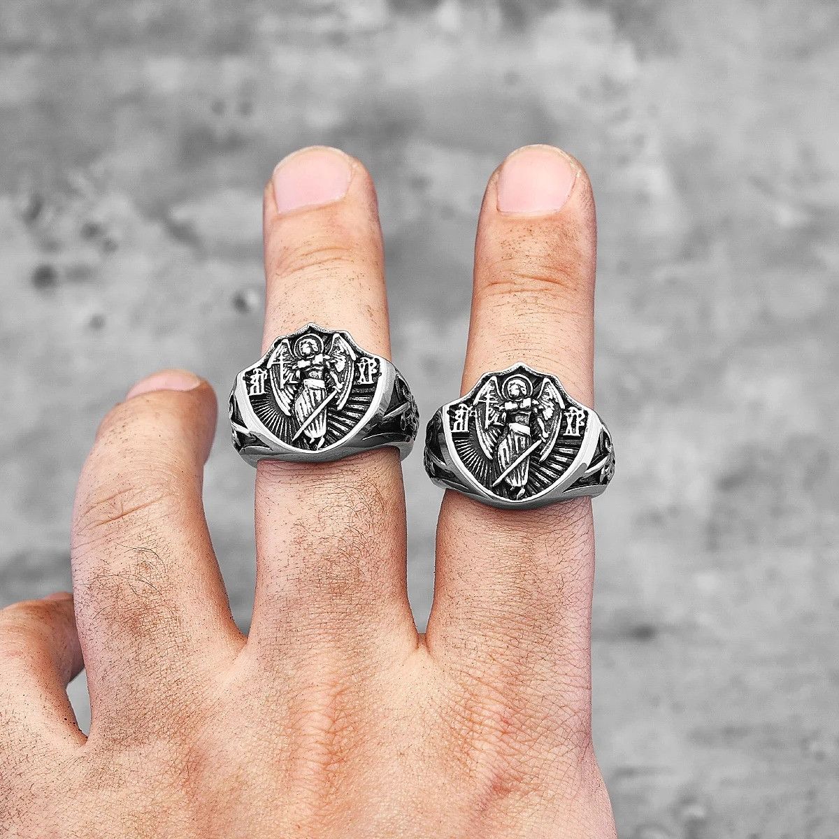 Jewelry St.Michael Religion Amulet Ring Streetwear Fashion Gift Size ONE SIZE - 6 Thumbnail
