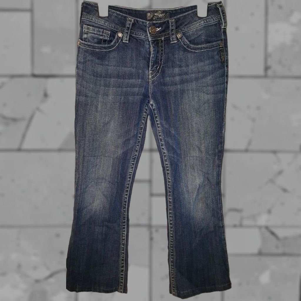 Silver Jeans Co. VINTAGE Buckle Silver SUKI Thick Stitch Medium Wash Bootcut Jeans Womens 28 x 26 Size 28" / US 6 / IT 42 - 1 Thumbnail